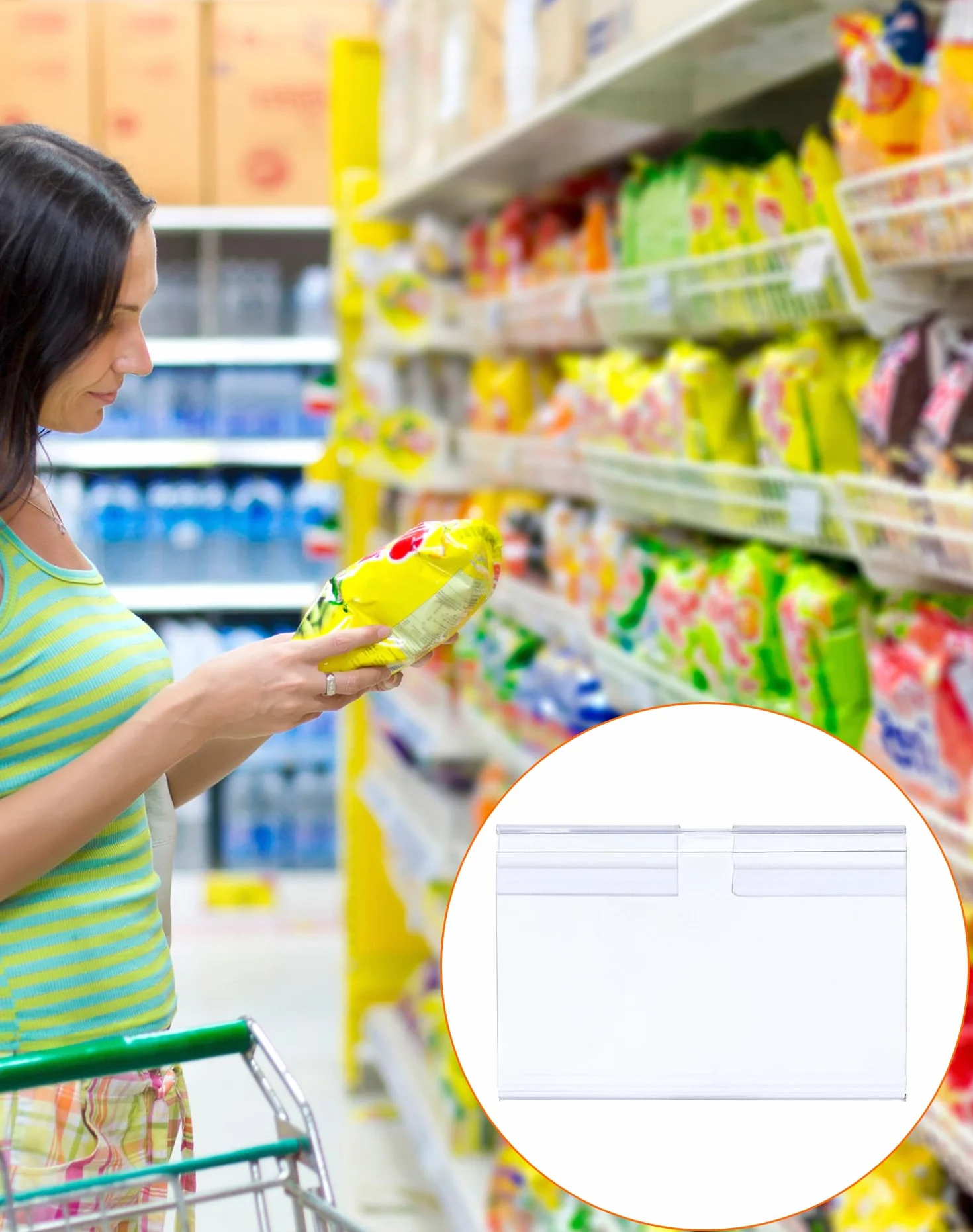 QWORK® 100x Przezroczyste PVC Plastikowe metki z cenami Uchwyty na etykiety do półek drucianych Centra handlowe Supermarkety Sklepy (6 x 4,2 cm)