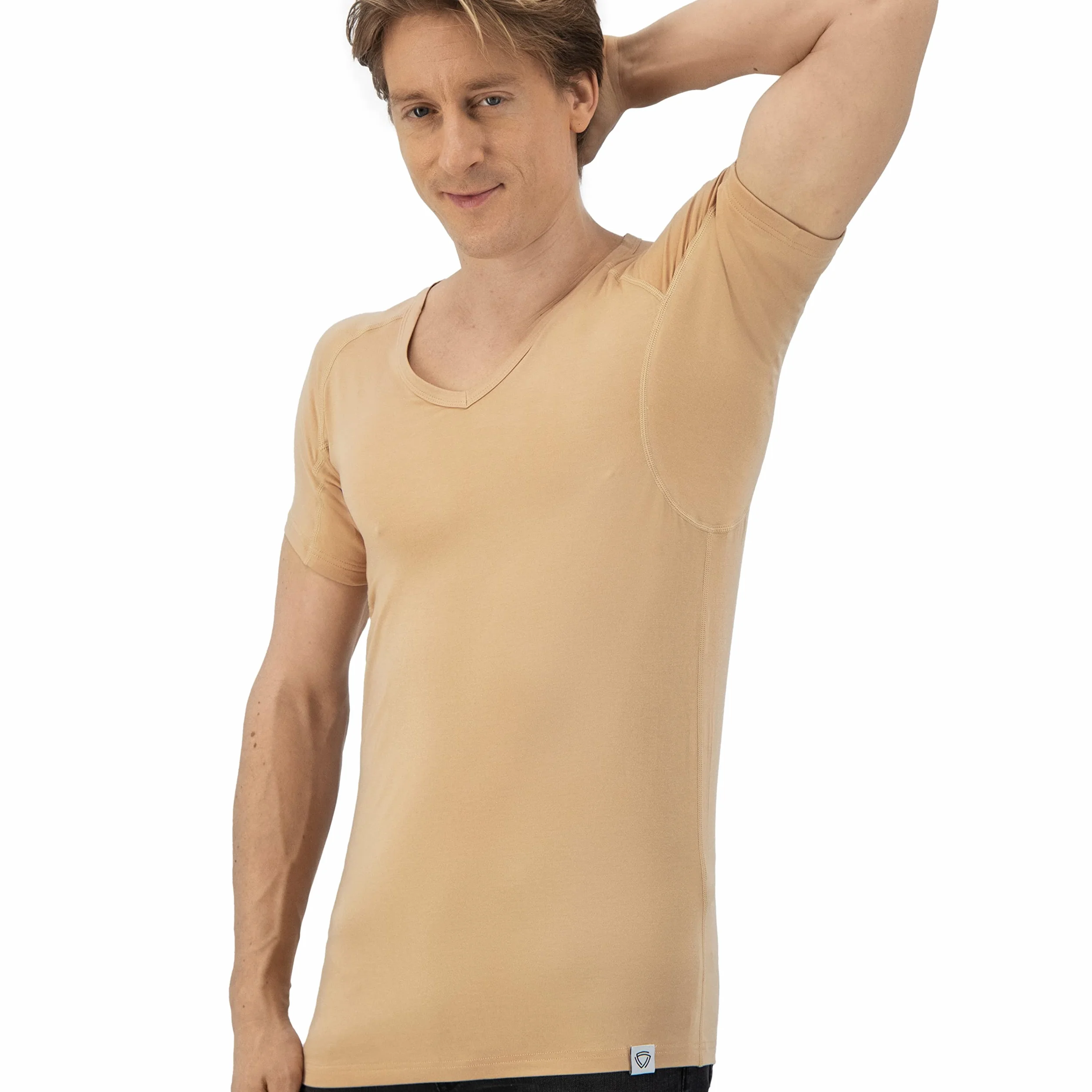 Anti Sweat Shirt - koszulka przeciw plamom potu - Anti Sweat Undershirt - z ArmPads PRO & Silver Treatment - męska - V-Neck