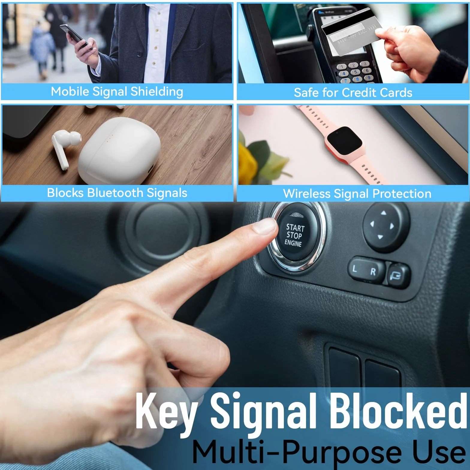 Faraday Box Keyless Go – Ochronne Etui na Kluczyki z 2 Torbami Signal-Blocker – Blokada RFID Ochrona przed kradzieżą i skanowaniem – Kompaktowa skrzynka 11,5×9,1×6,3 cm