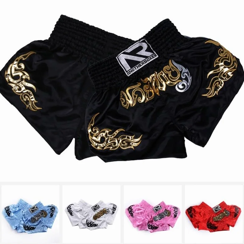 Muay Thai szorty dla mężczyzn i kobiet, slim fit, spodenki bokserskie MMA, odzież treningowa, spodenki do sztuk walki (rozmiar M, różowe)