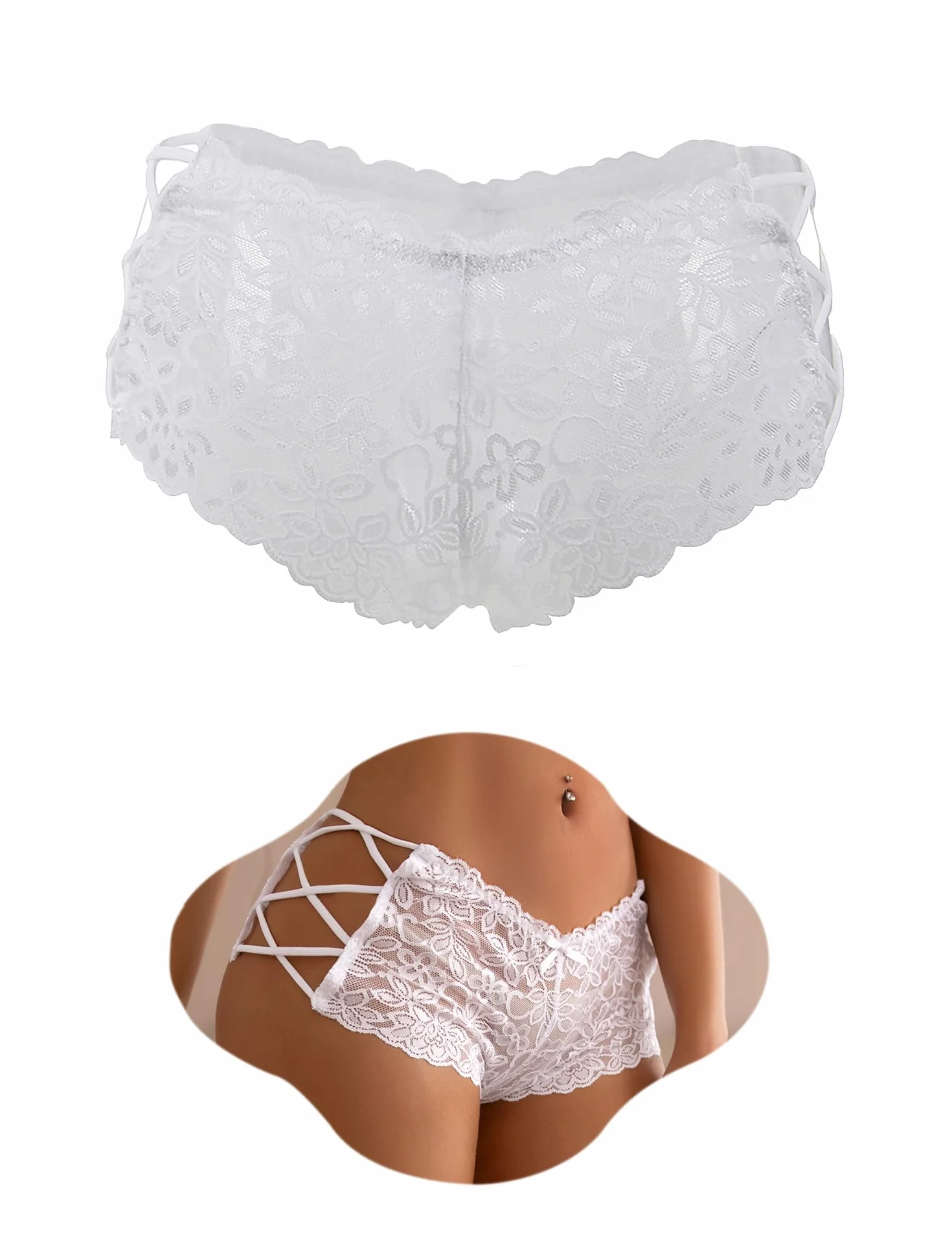 ohmydear Damskie majtki hipsterskie, koronkowe majtki, wysoka talia, duże rozmiary, seksowna bielizna dla kobiet, guma krzyżowa, plus size, bikini, majtki damskie, XS-4XL