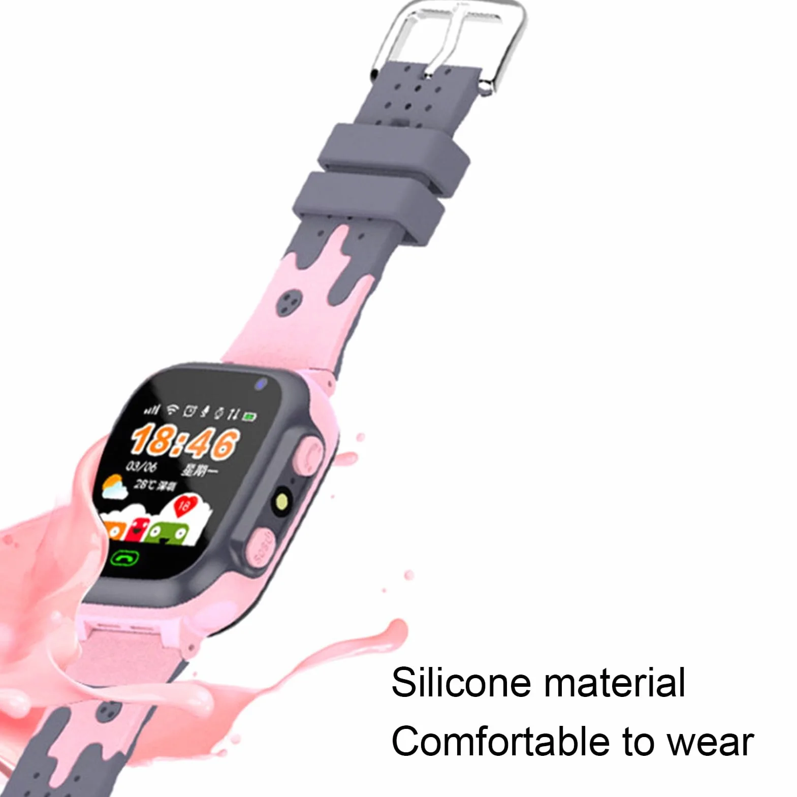 Dilwe Smartwatch dziecięcy z połączeniami wideo, kamerą i latarką, do użytku na zewnątrz (różowy)