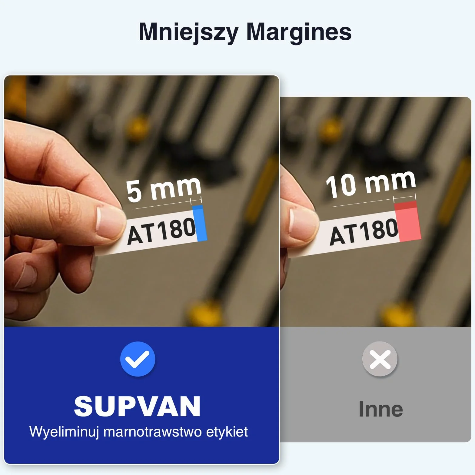 SUPVAN E11 Drukarka Etykiet Bluetooth Przenośna, Akumulatorowa, Kompatybilna z Klawiaturą i Aplikacją, Zawiera Etykiety Samoprzylepne, do Domu, Biura i Szkoły