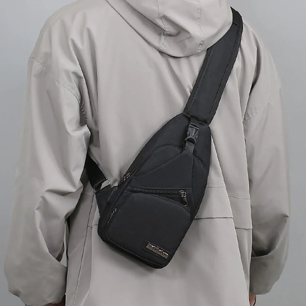 Aucuu Torba antykradzieżowa dla mężczyzn, lekka torba na ramię, torba na klatkę piersiową z ładowaniem przez USB, tkanina Oxford, torba crossbody, torba na ramię, do uprawiania sportu, pracy, jazdy na