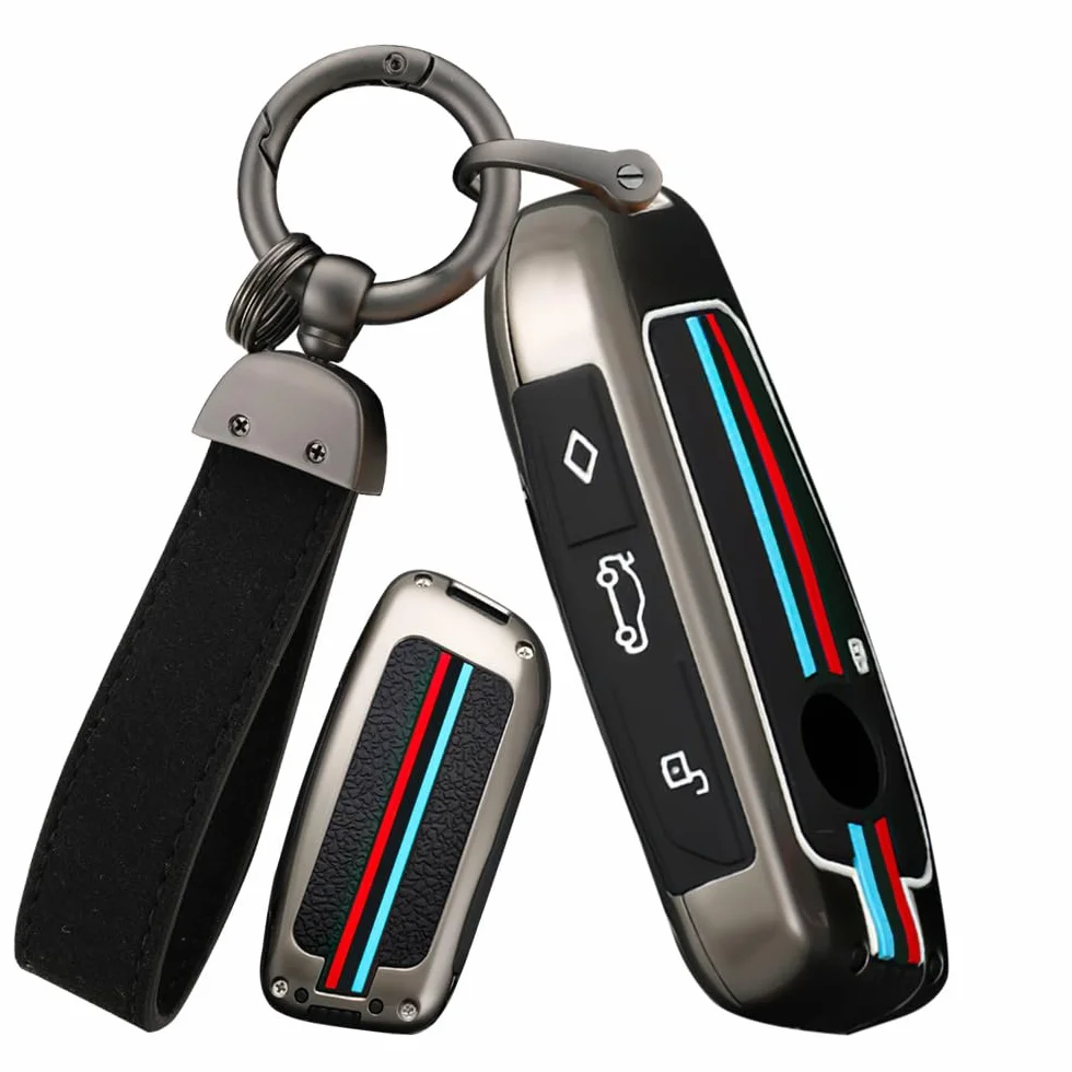 ontto Metalowe etui na kluczyki samochodowe, etui na klucze, pasuje do BMW X1 X7 M Sport 223i iX40 iX50 xDrive i4 IX1 7 740LI G07 XM I7 2022-2023 etui ochronne breloczek etui na klucze, czarne