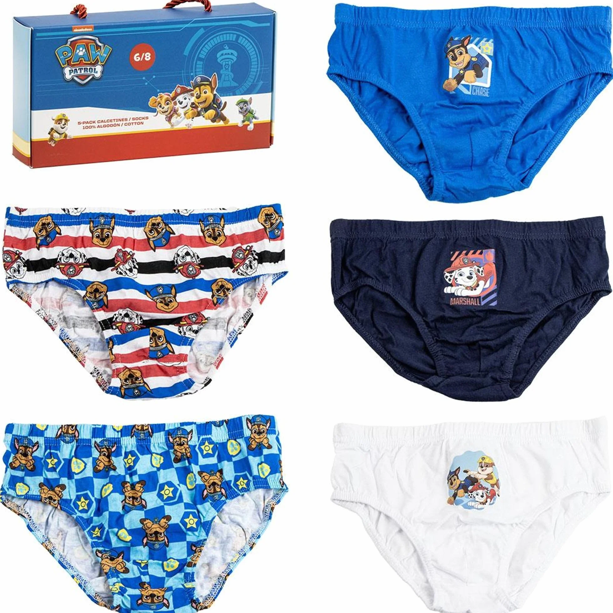 CERDÁ LIFE'S LITTLE MOMENTS Majtki Chłopcy Cerdá Life's Little Moments - Pack Calzoncillos Single Jersey - 5 Piezas - Paw Patrol (5 w zestawie)