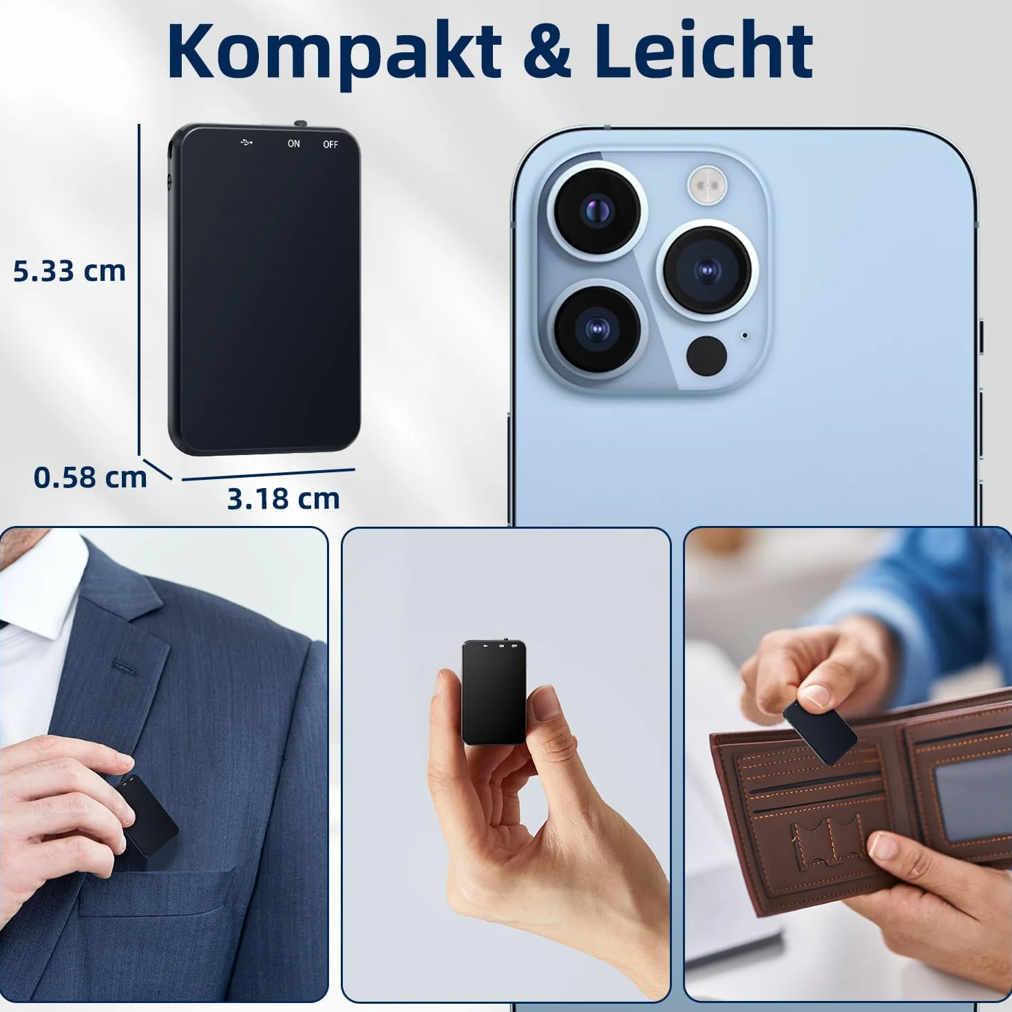 Mini dyktafon 64 GB z nagrywaniem 35 godzin, cyfrowy dyktafon USB C, do spotkań, wywiadów, wykładów, kursów, konferencji