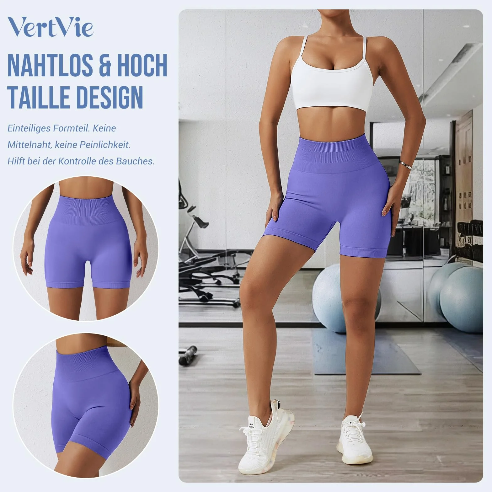 Vertvie Damskie spodenki gimnastyczne Booty Scrunch High Wasit Sport Shorts bezszwowe spodnie sportowe krótkie legginsy treningowe szorty push up spodenki rowerowe fitness bieganie