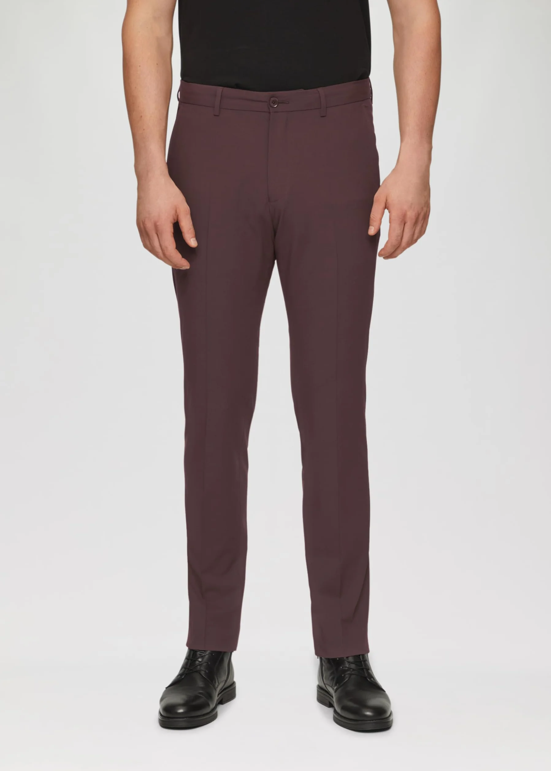 s.Oliver BLACK LABEL Męskie spodnie garniturowe, mieszanka wełny slim fit, czerwony, 52