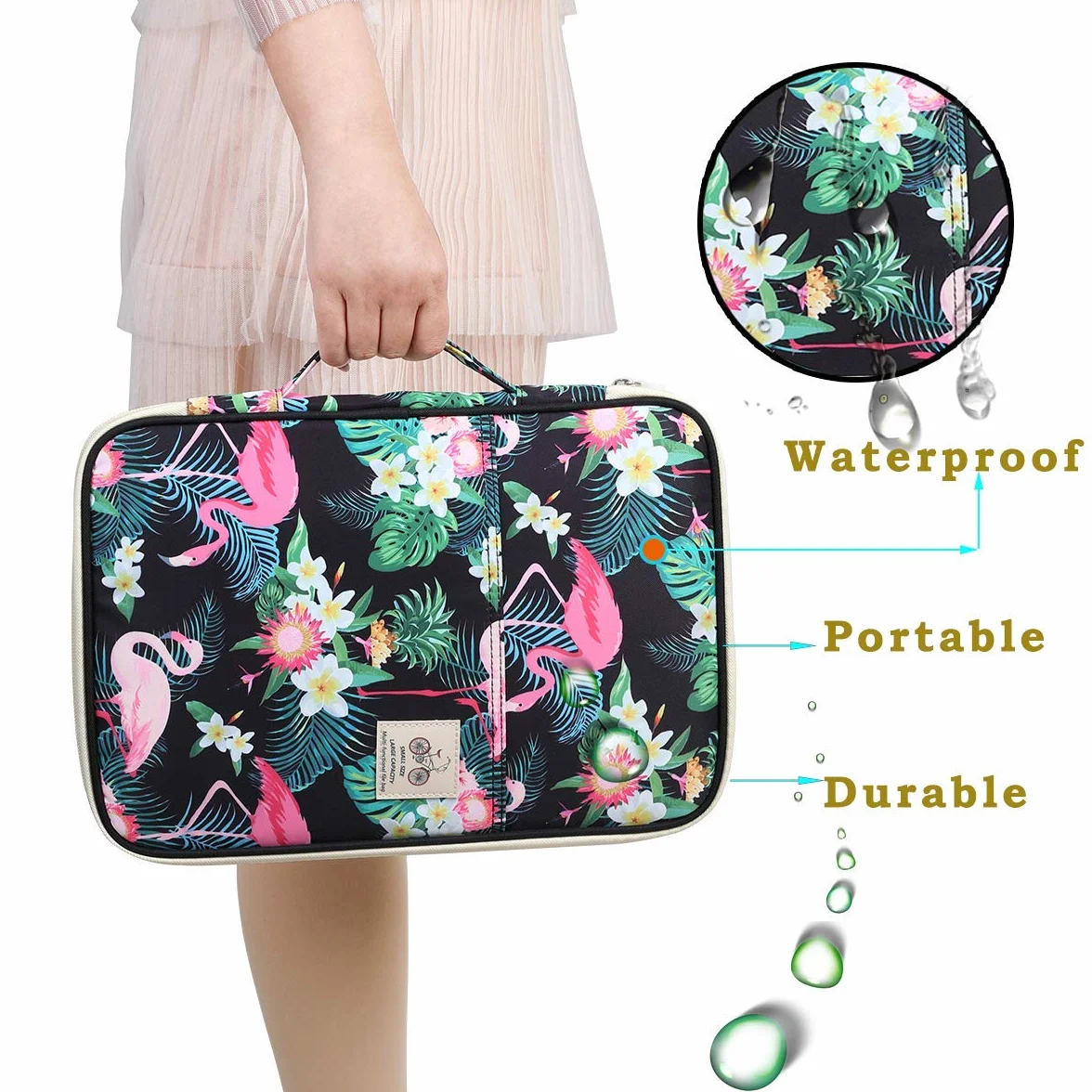 JAKAGO Portfolio Biznesowy Teczka do padfolio Inteligentny folder A4 Folio Wodoodporny organizer Paszport Torba na konferencję Folder Pad Case, Flamingo, M, Nowoczesny
