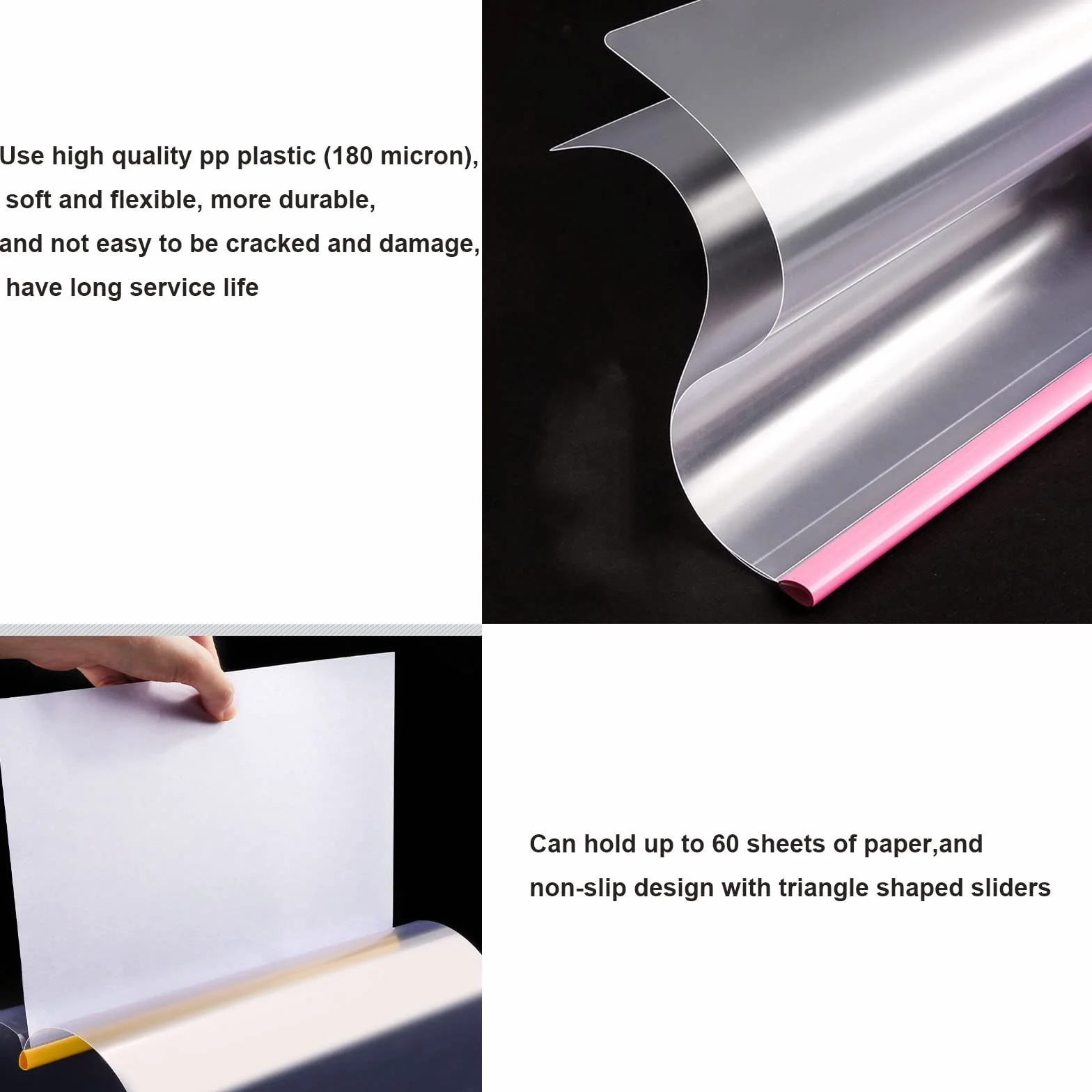 10 szt. segregatorów A4, przezroczyste segregatory na dokumenty, format A4, segregator na dokumenty, segregator z suwakiem w kształcie litery U, do klasyfikacji dokumentów biurowych, może pomieścić 40