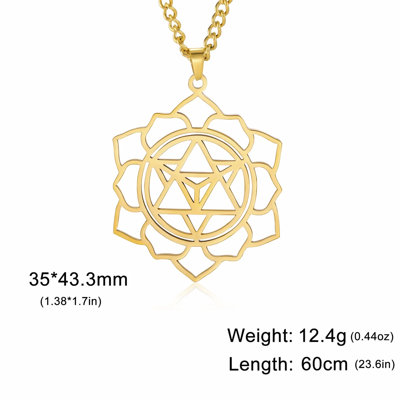 VASSAGO Merkabah on Flower of Life naszyjnik mandala naszyjnik geometria gwiazda czworościan Merkaba naszyjnik buddyjski kwiat lotosu mandala wisiorek biżuteria prezent dla kobiet mężczyzn, Stal