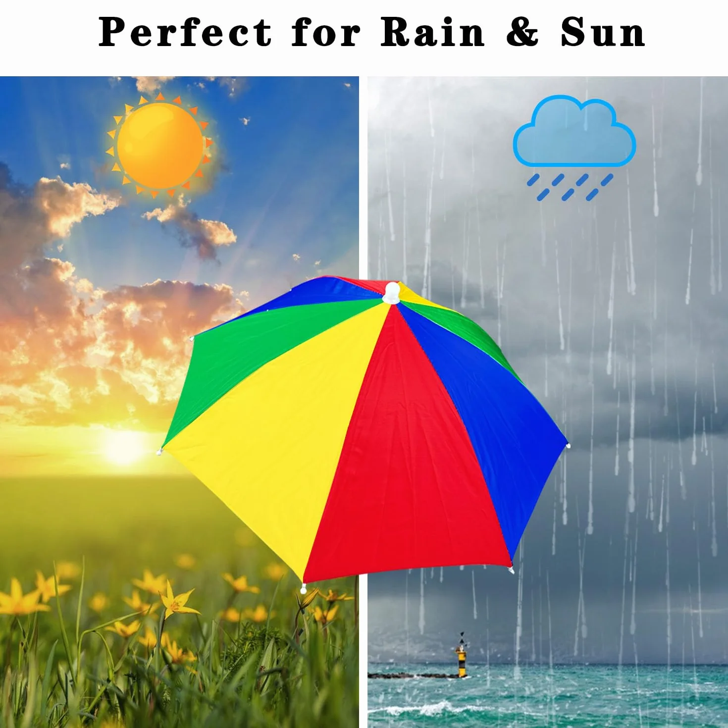5 sztuk czapek parasolowych, 50 cm, składany parasol na głowę, parasol dla dorosłych, nadaje się do jazdy na rowerze, wędkowania, prac ogrodowych, na kemping, wędrówki, aktywności na świeżym