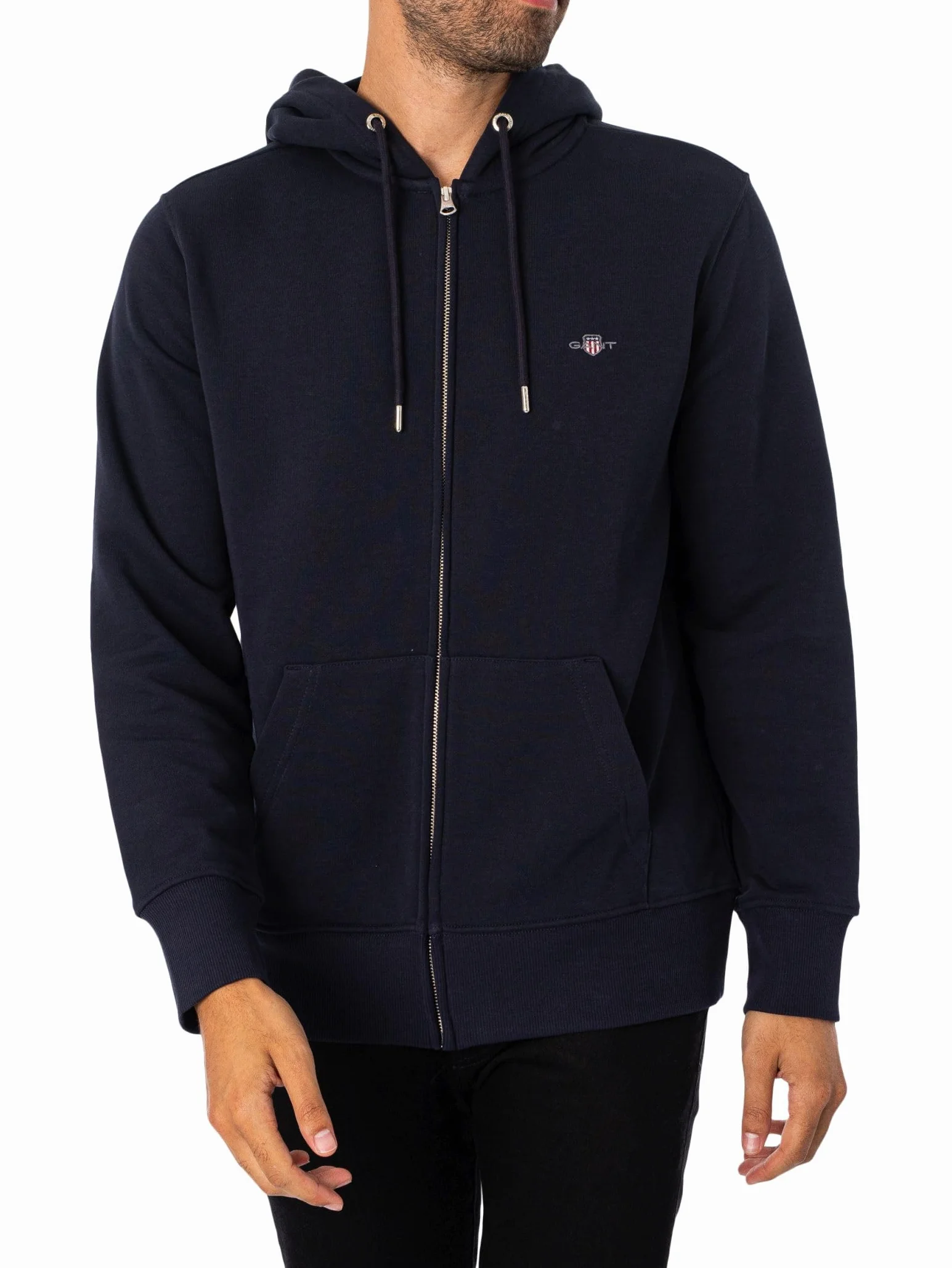 GANT Męska bluza z kapturem REG Shield Full Zip Hoodie bluza z kapturem, Evening Blue, standardowa, niebieski (Evening Blue), XXL