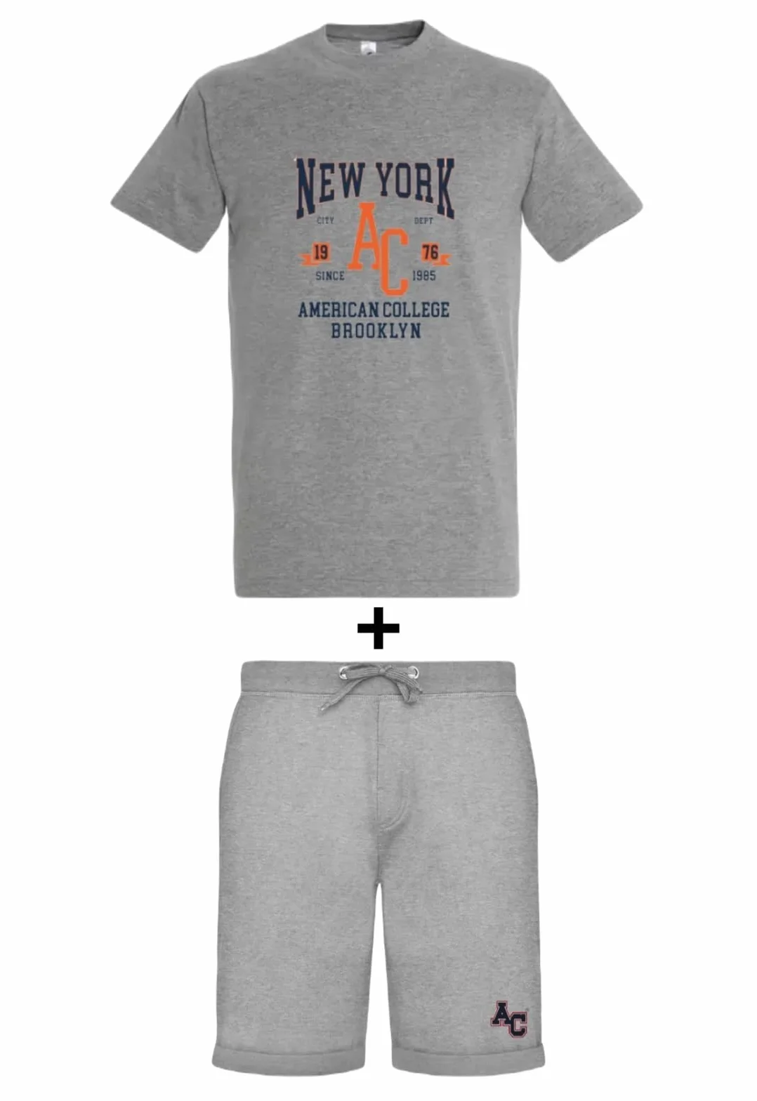 AMERICAN COLLEGE USA Ensemble Lot 2 Pièces T Shirt et Short Enfants Garçons Filles, Koszulka 2-częściowy zestaw + szorty Unisex Dzieci, Szary, 6 Ans