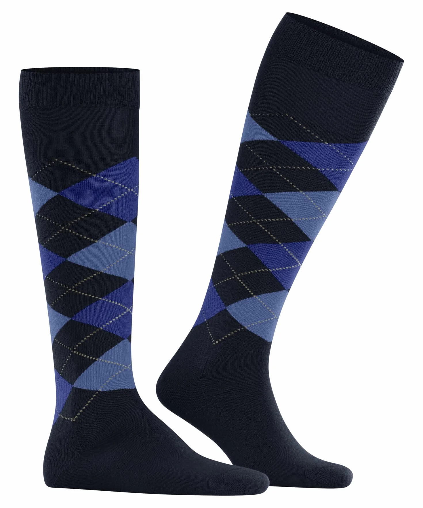 Burlington Mężczyźni Podkolanówki Edinburgh M Kh Wełna długie z wzorem 1 Para, Niebieski Marine 6120, 40-46