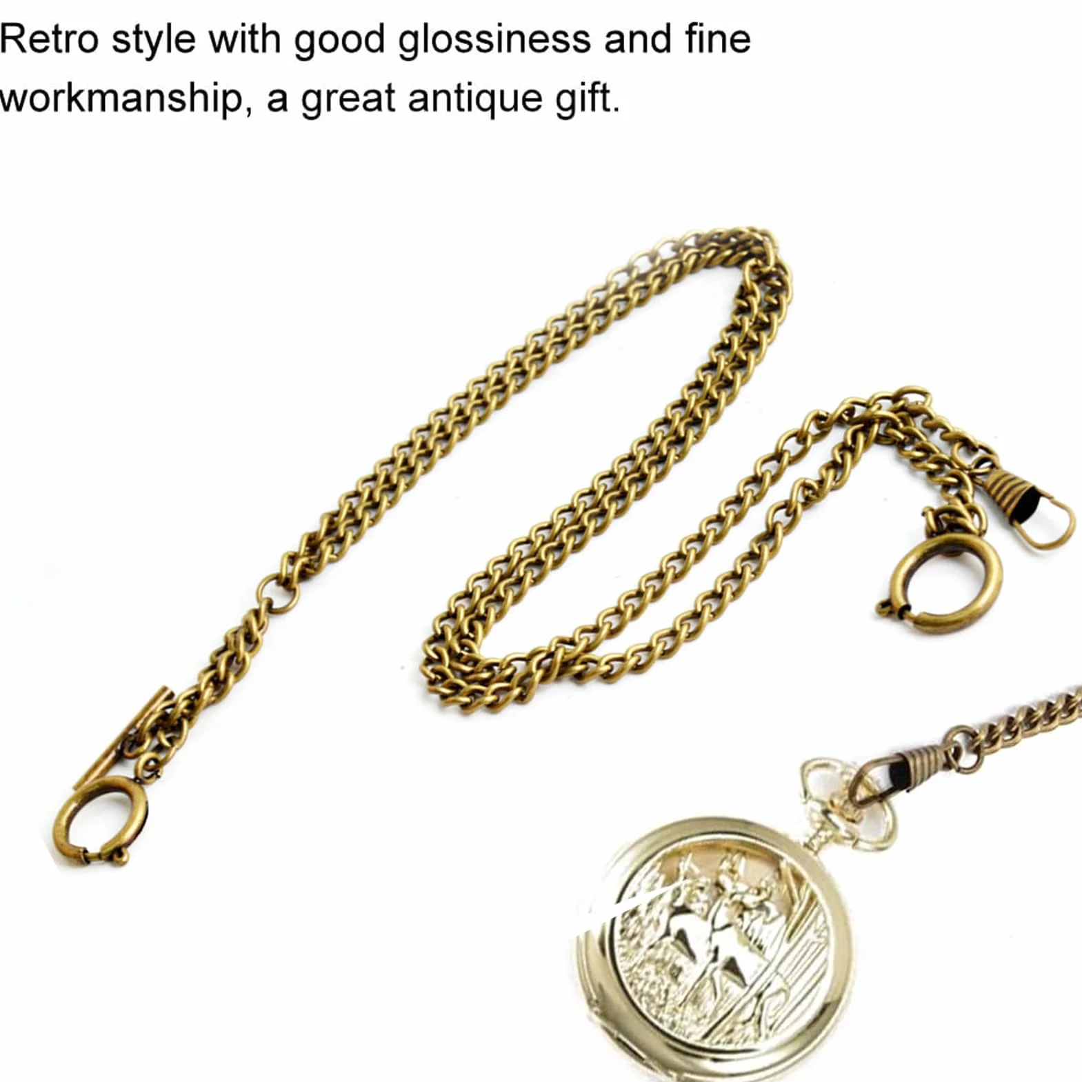 Klip łańcuszek do Zegarka Kieszonkowego, łańcuszek do Kamizelki Kieszonkowej w Stylu Vintage Stopu Metalu, Retro Stylu Vintage Metalowy łańcuszek do Zegarka Kieszonkowego Klasyczny(Brązowy)