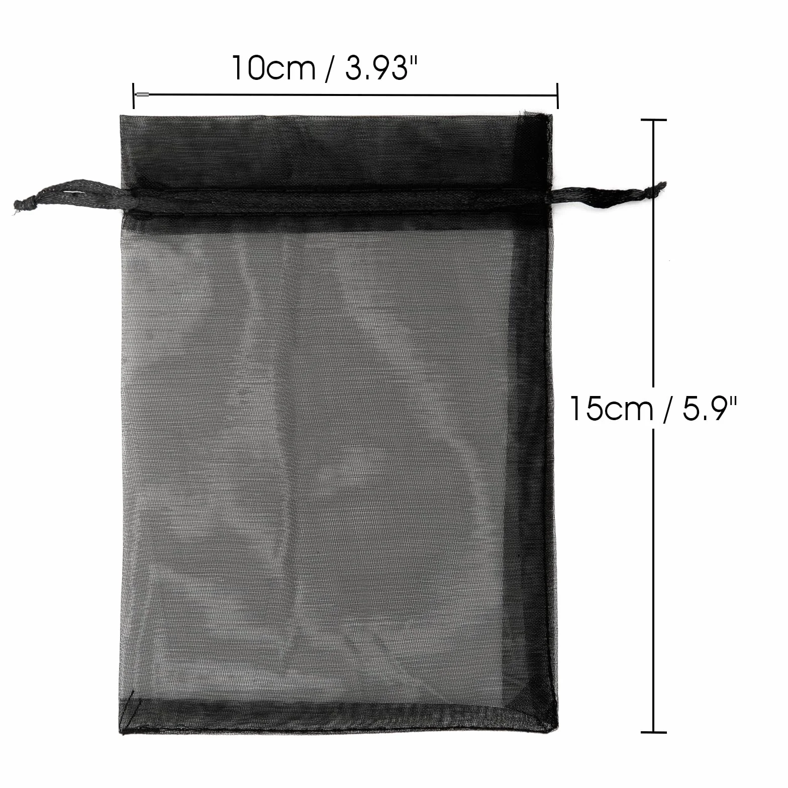 jijAcraft Woreczki z organzy ślubne czarne woreczki z organzy 10 x 15 cm, 50 sztuk ze sznurkiem, na słodycze, na biżuterię, torebki na prezenty weselne