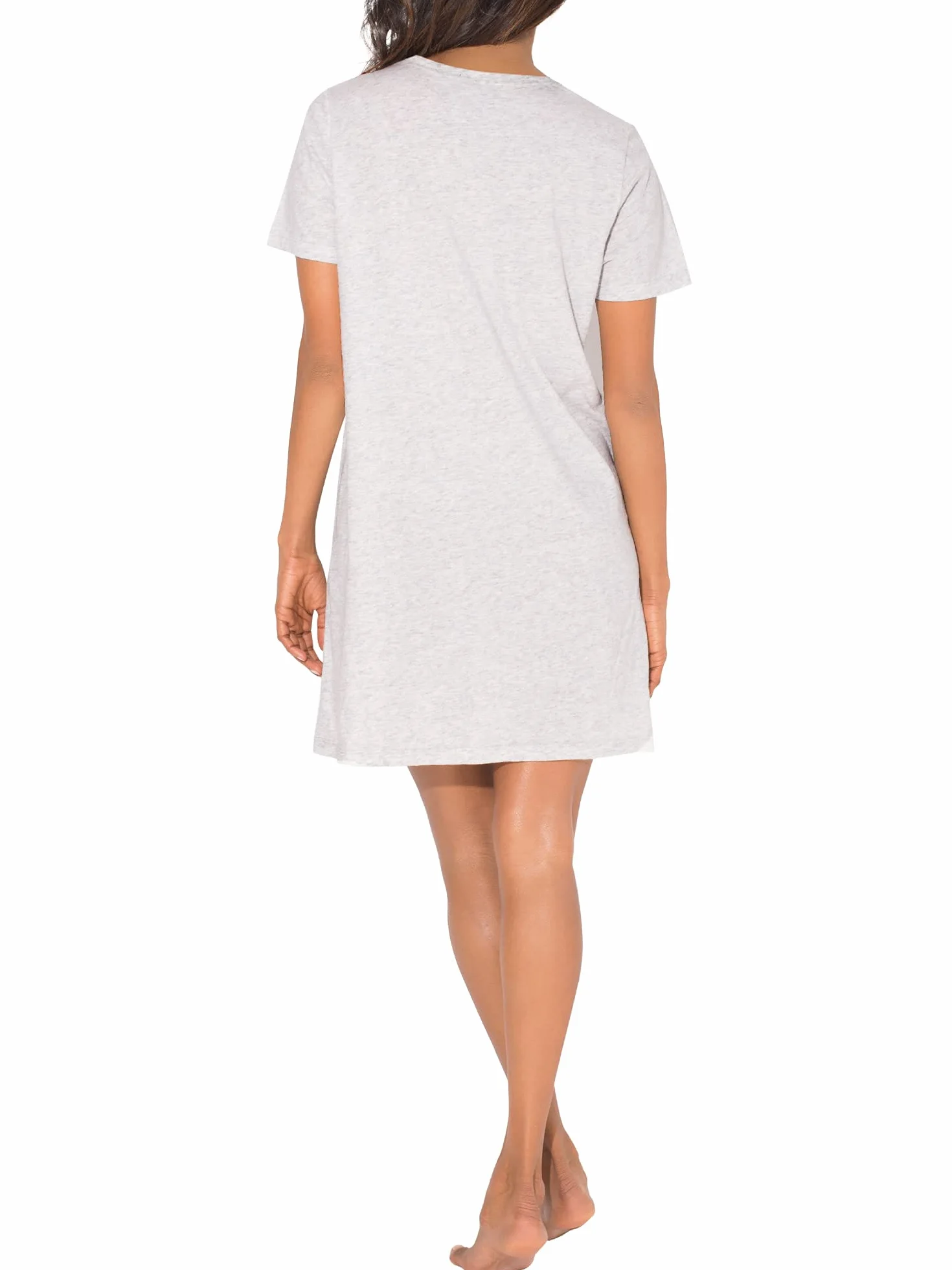 Smart & Sexy Damska koszulka do spania z dekoltem w serek, Light Heather Grey I Love Sleep, 3X