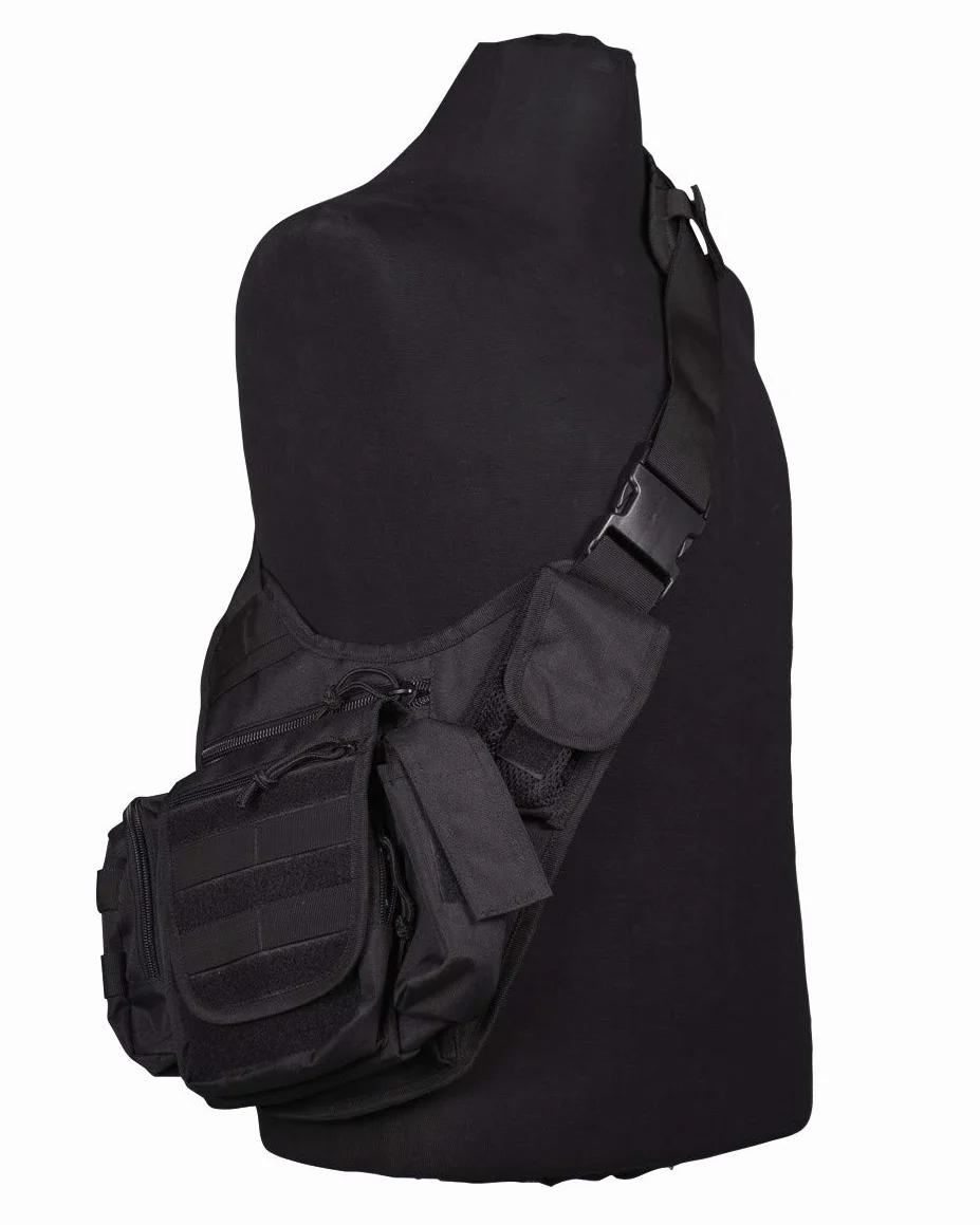 Mil-Tec Mężczyźni Sling Torebka, Czarny, 3 Kieszenie