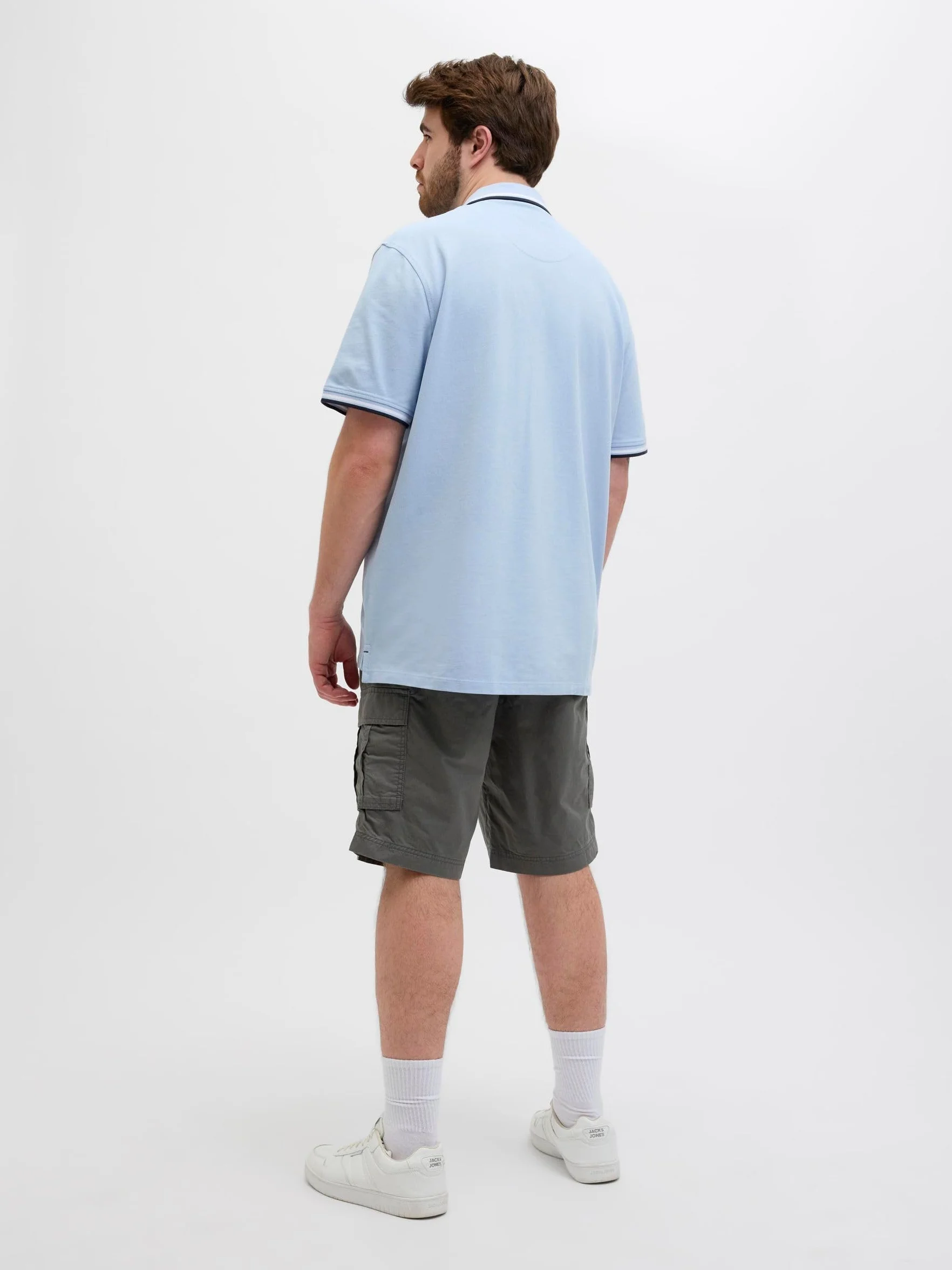 JACK&JONES PLUS JJEPAULOS Polo SS NOOS PLS, Chambray Blue/Szczegóły: play, 4XL
