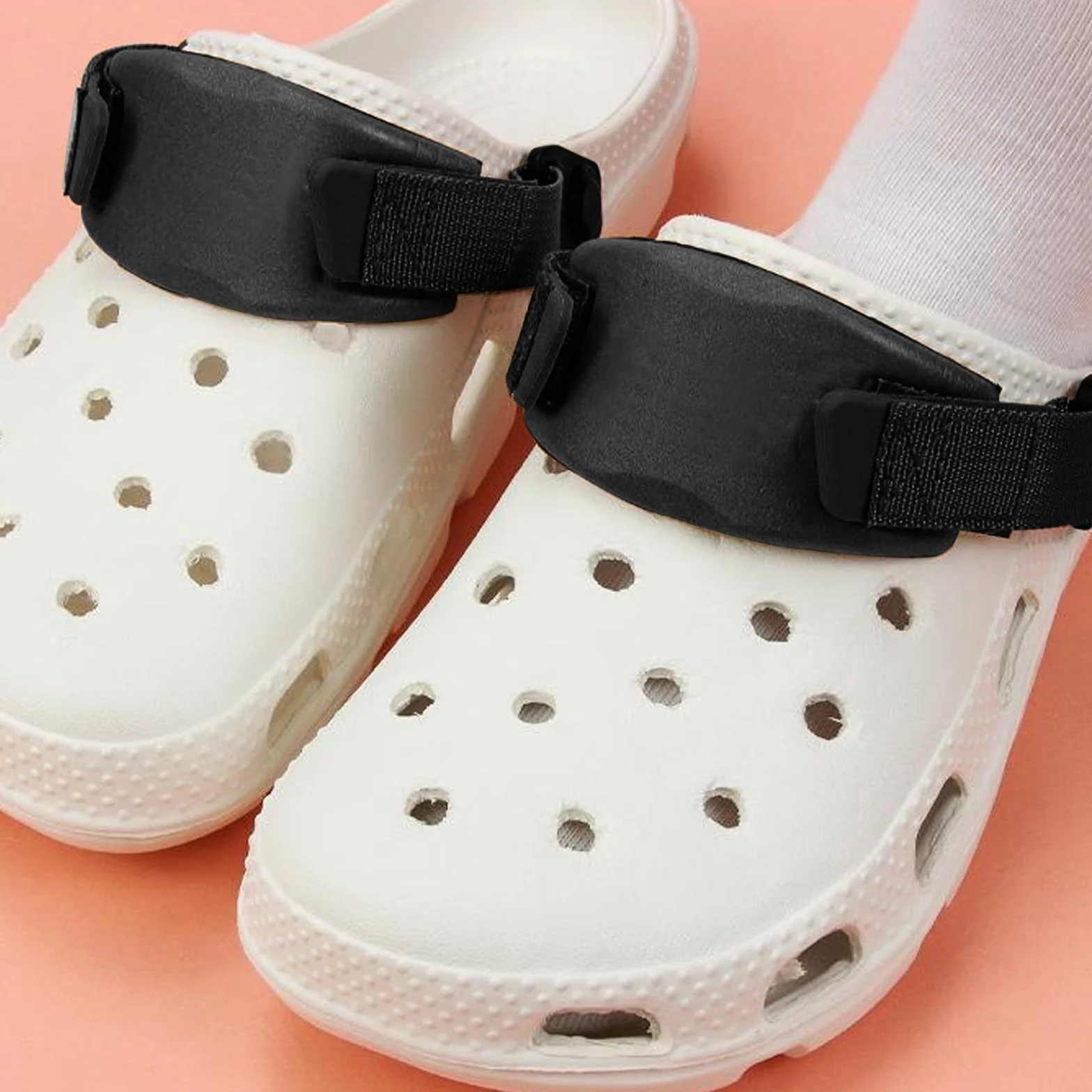 Zapasowe paski na piętę z nitami do chodaków dla mężczyzn i kobiet, klasyczny pasek na piętę do chodaków, zdejmowane paski do butów z płóciennym rzepem (czarny)