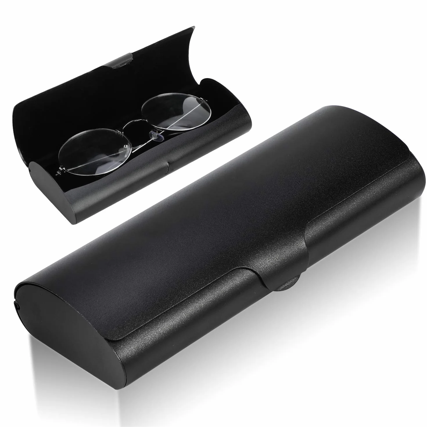 Hifot Etui na okulary aluminiowe, metalowe twarde etui na okulary do czytania czarne dla kobiet i mężczyzn
