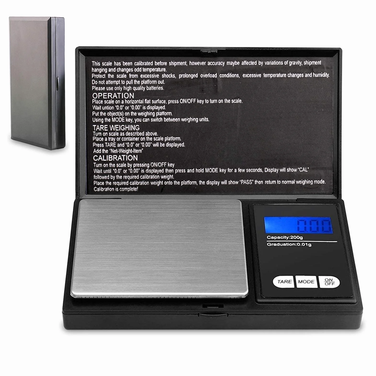 Waga kieszonkowa 500 g / 0,01 g cyfrowa waga pocztowa mini waga gramowa z podświetlanym wyświetlaczem LCD i 7 jednostkami waga precyzyjna cyfrowa waga cyfrowa waga do monet waga do biżuterii,