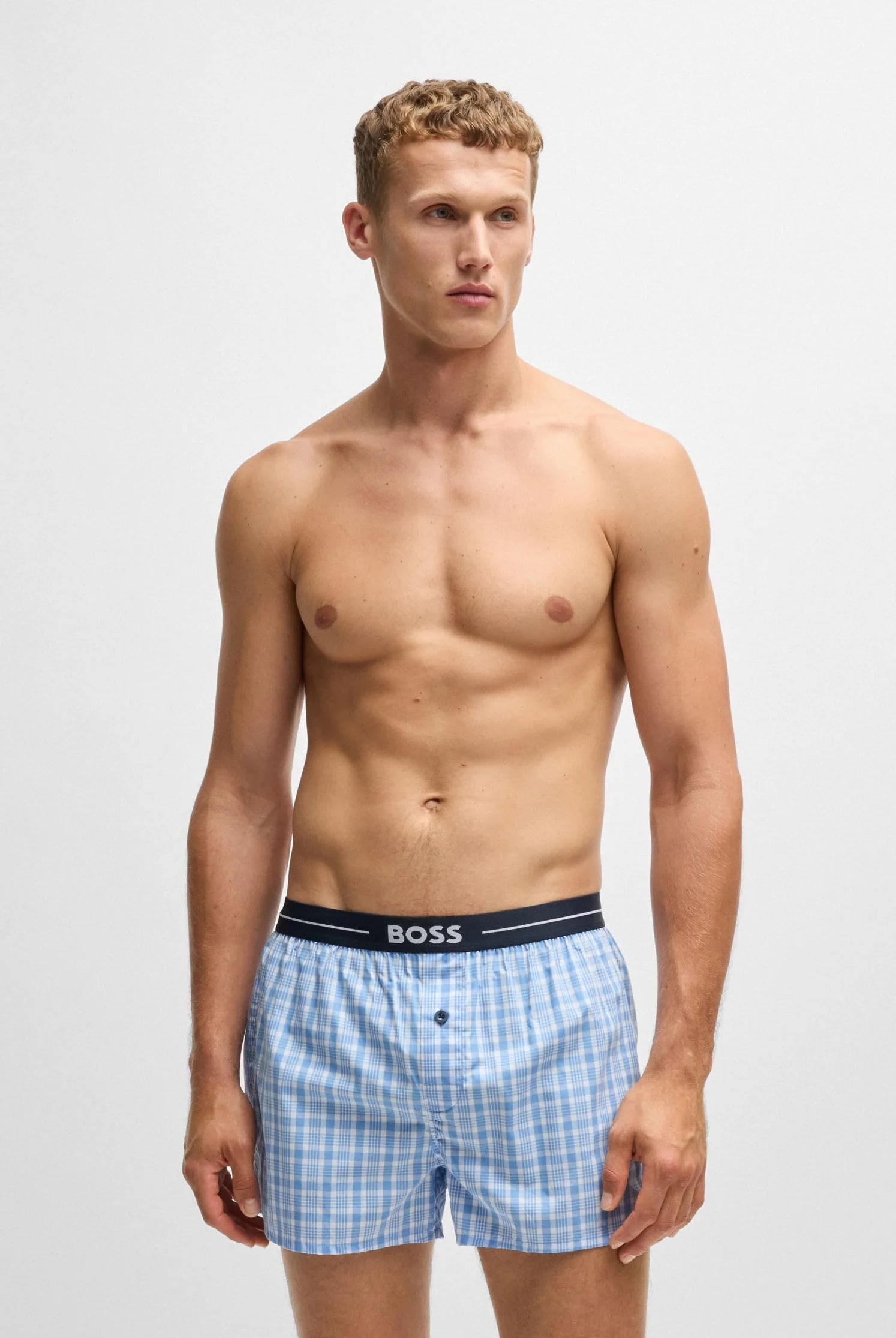 BOSS Męskie spodnie piżamowe 2P Boxer Shorts EW, New - Open Blue471, L