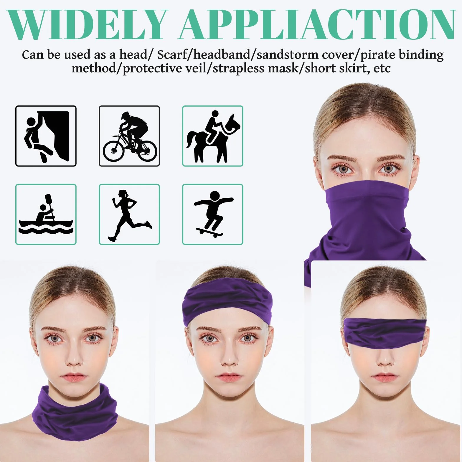8 sztuk chusty wielofunkcyjne, elastyczne, sportowe, bezszwowe, odporne na promieniowanie UV, unisex, do jogi, biegania, wędrówek, jazdy motocyklem, jednokolorowy, Rozmiar uniwersalny