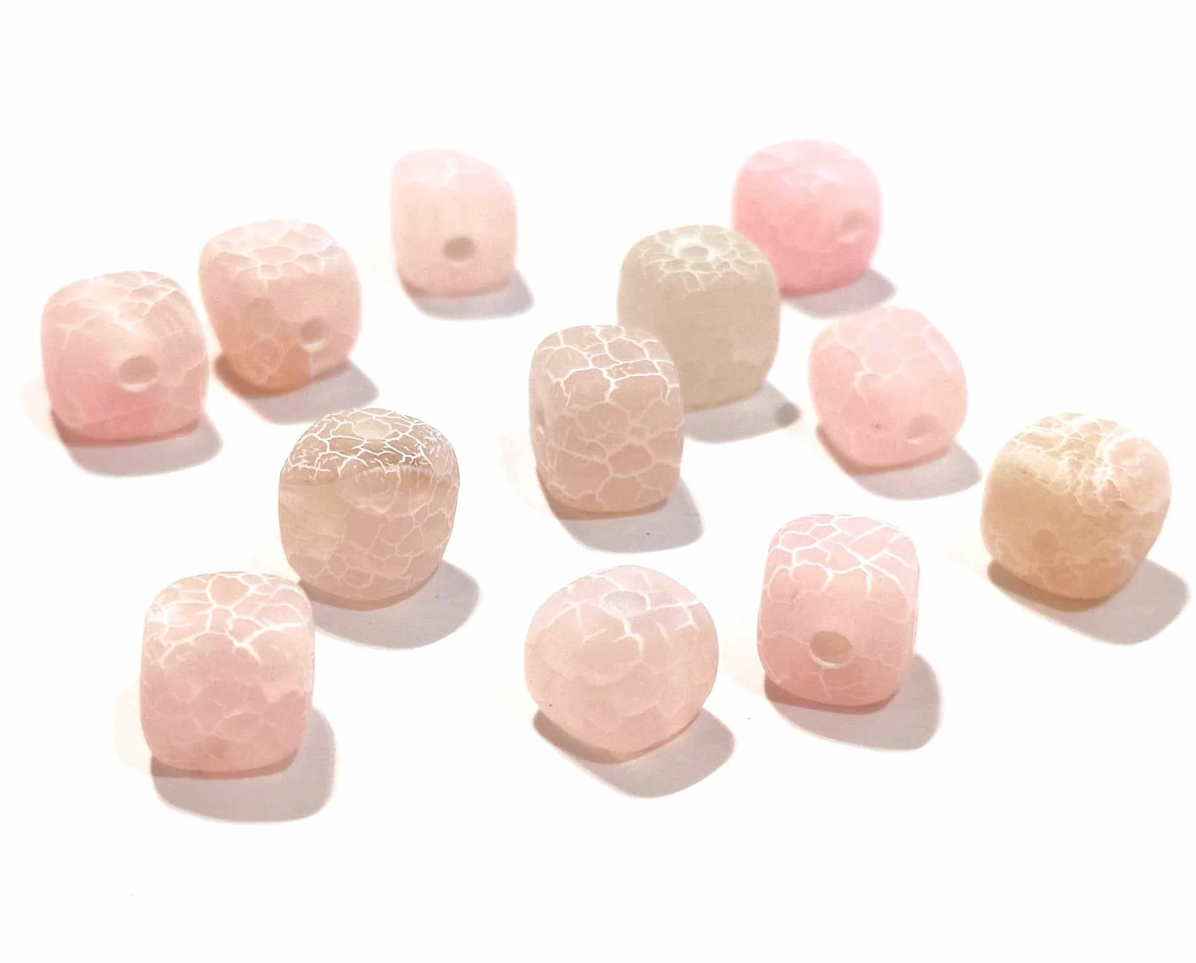 Matowy kamień agatowy, perły z kamieni szlachetnych, 8 mm, 12 szt., kamienie naturalne szronowe agat, kamień półszlachetny, perły ozdobne (różowe)
