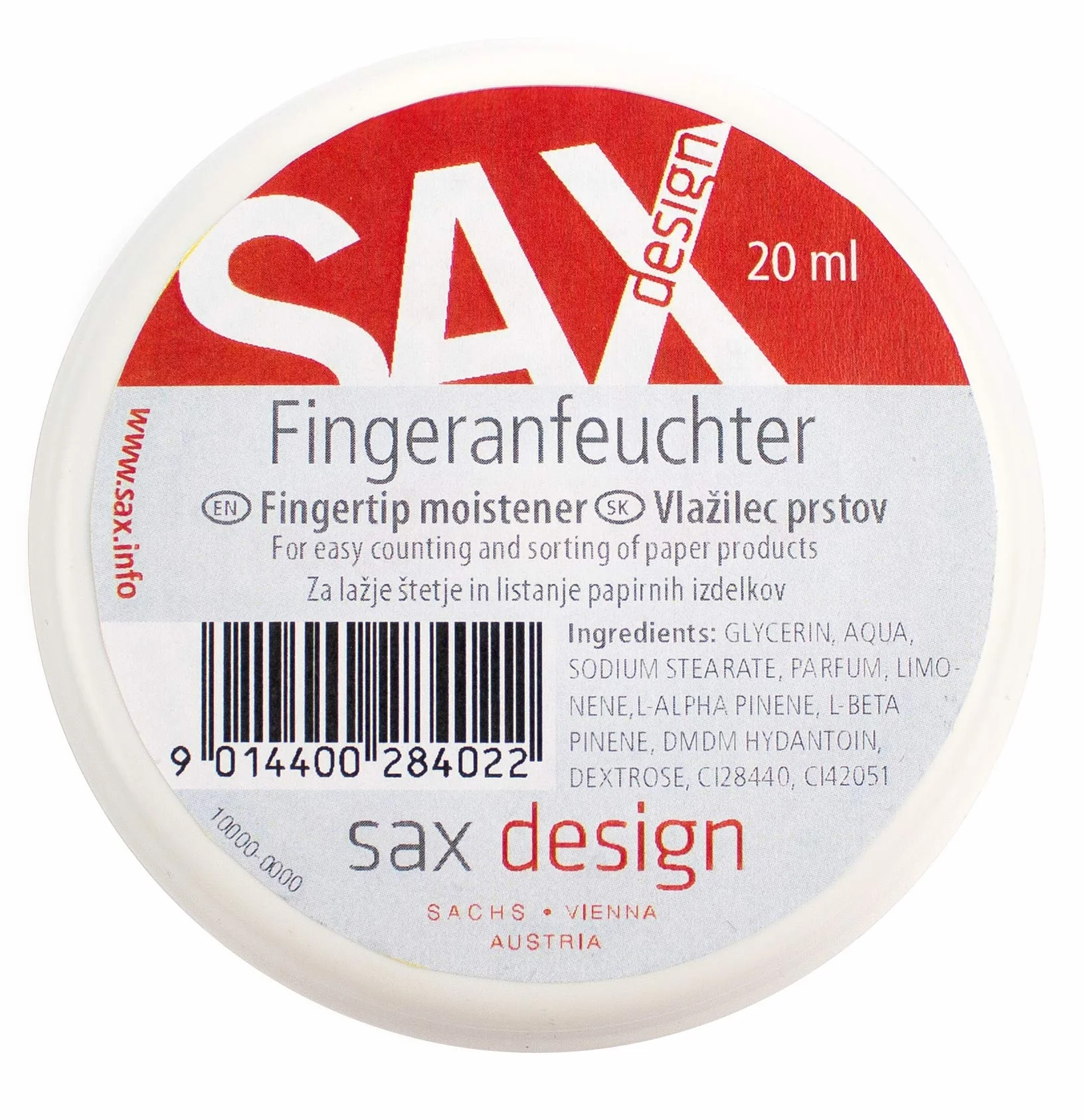 SAX Nawilżacz palców do biura, z przyjemnym miętowym zapachem, 20 ml