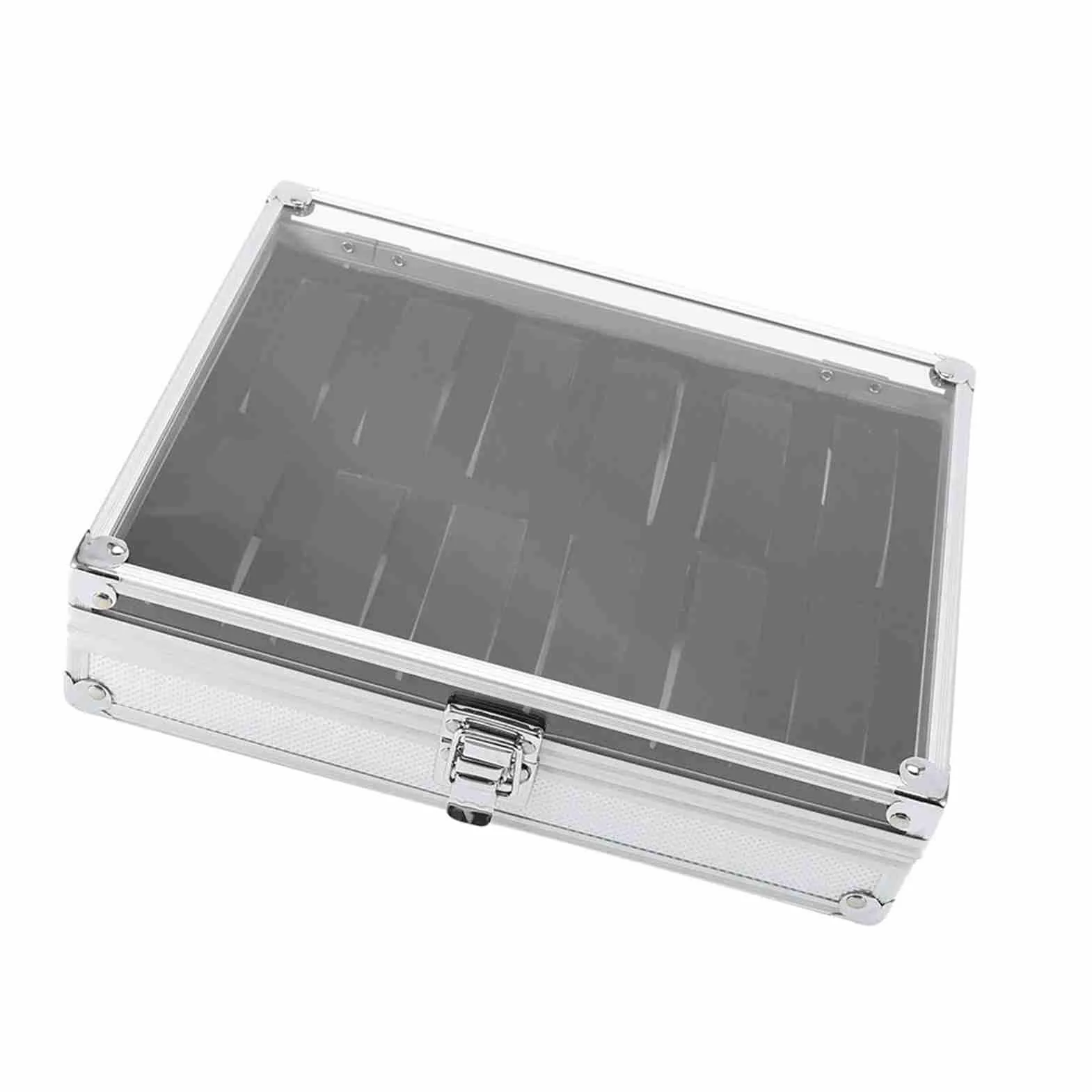Keenso Elegancki Aluminiowy Wyświetlacz z Zegara z Akrylowym Oknem Wyświetlacza, Wysokiej ści Pudełko do Przechowywania dla Entuzjastów, Szczeliny 6/12 do Organizowania Zegarków i Biżuterii