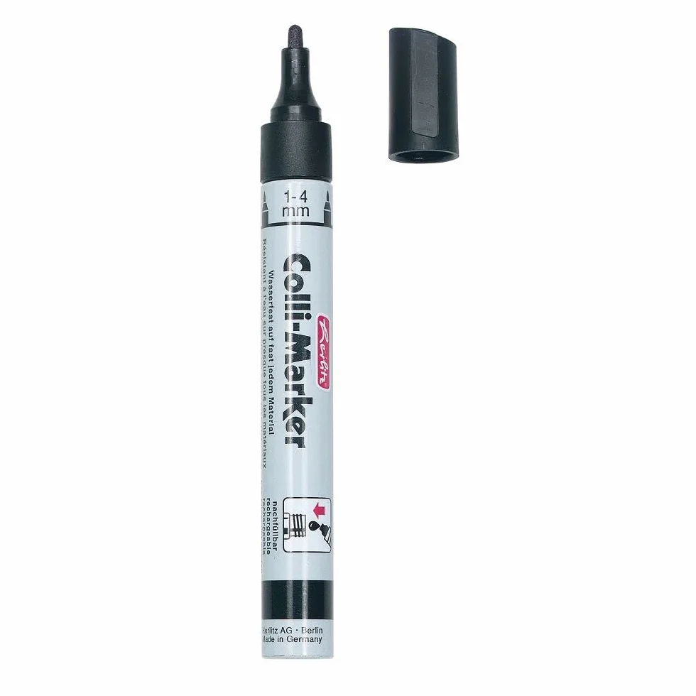 Herlitz Colli Marker 1-4mm Permanentny Czarny, Flamaster Marker Pisak Mazak, Do Szkoły Biura Na studia, Trwały Szybkoschnący Wodoodporny, Dla Uczniów Nauczycieli Studentów