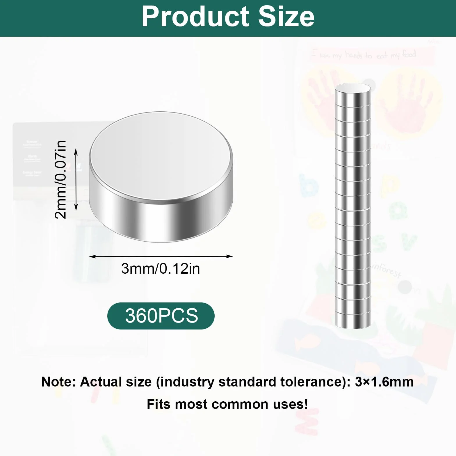 Małe magnesy 3 × 2 mm, mocne, 360 sztuk, małe magnesy, mocne, okrągłe, małe magnesy do rzemiosła, magnesy na lodówkę