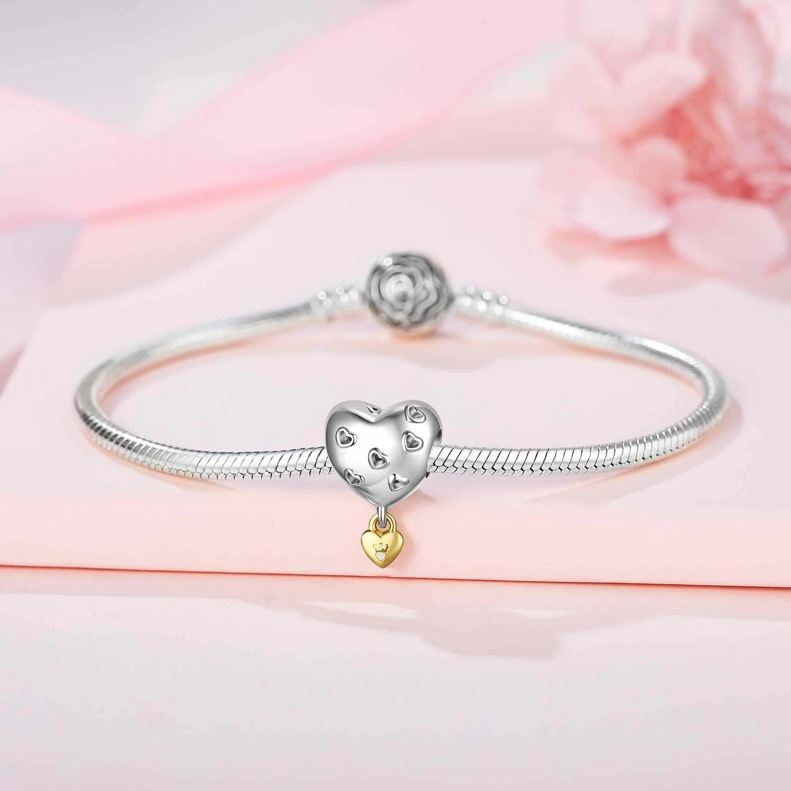 SEVENWELL Zawieszka w kształcie serca ze srebra wysokiej próby do Pandora Charm Love prezent