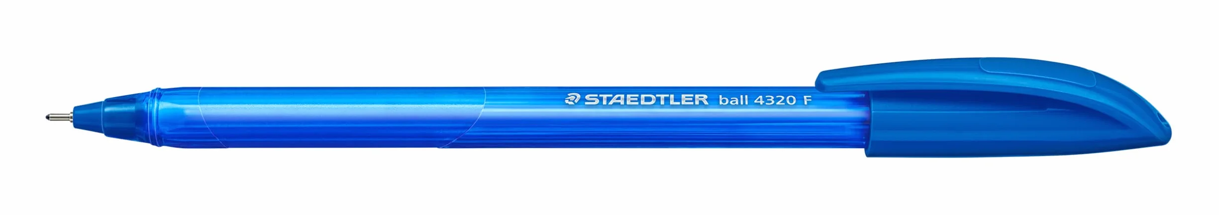 Staedtler 4320 F-3 trójkątny długopis, kolor wkładu niebieski, szerokość linii F ok. 0,7 mm, do wygodnego pisania, 10 niebieskich długopisów w kartonowym etui, 4320 F-3