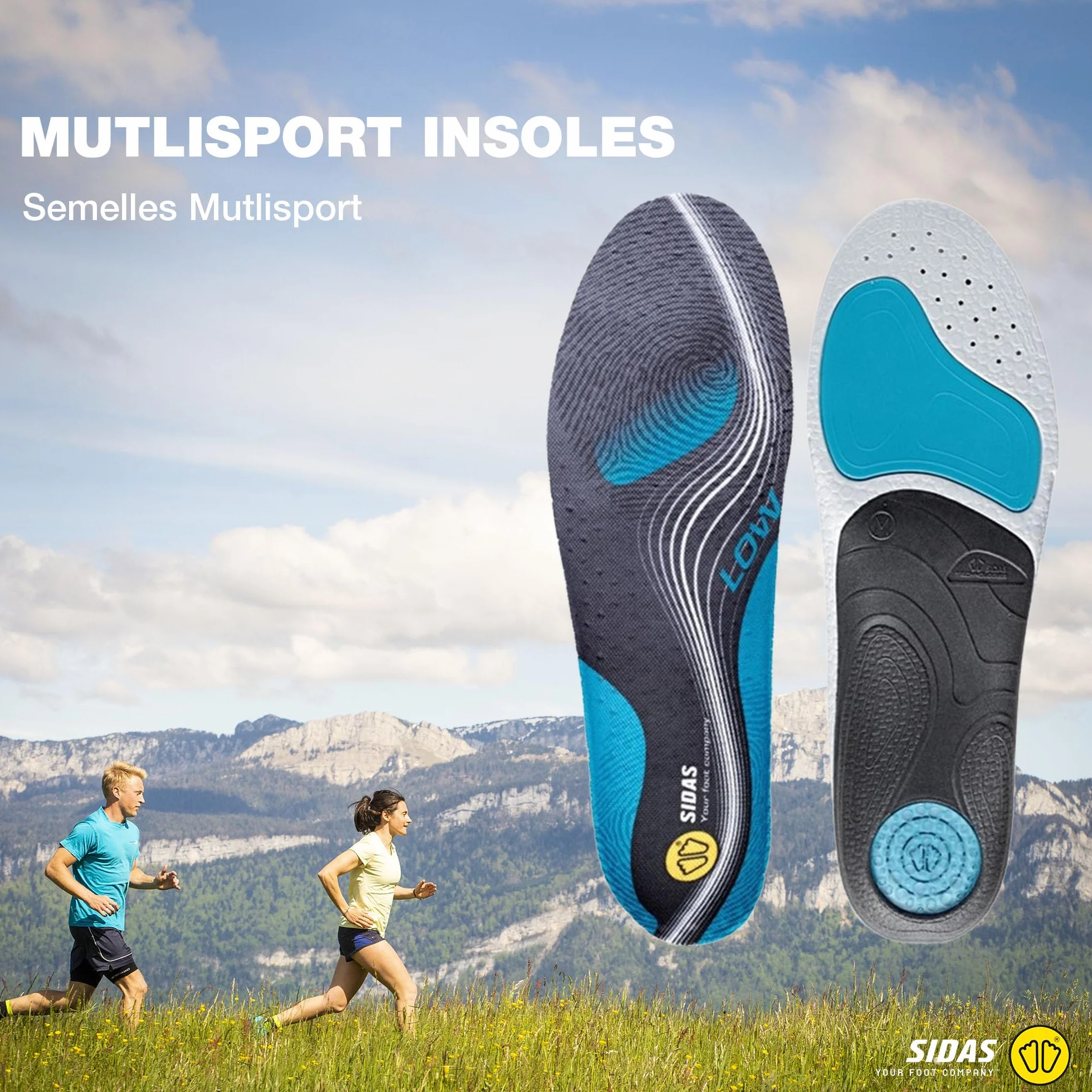 Sidas 3Feet Activ' niskie wkładki do butów, niebieskie/czarne, XL : 44-45