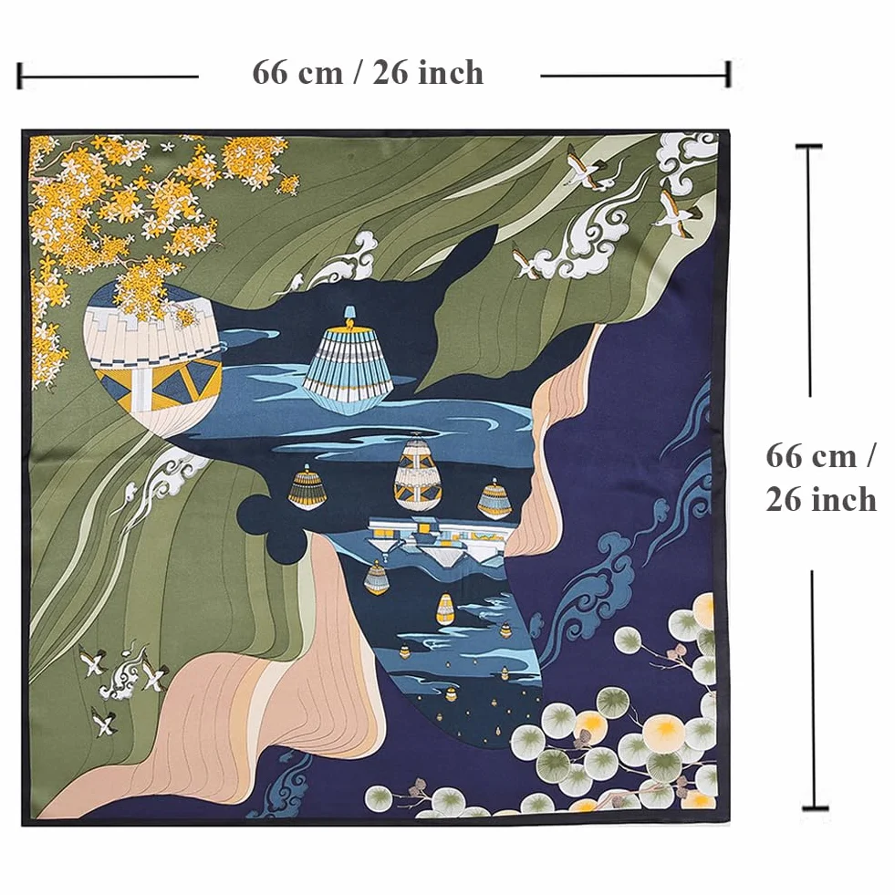 ZhaoCo Kwadratowe szaliki 100% jedwab morwowy, 66 x 66 cm / 26 x 26 cali mały modny miękki szalik na szyję prezenty dla kobiet