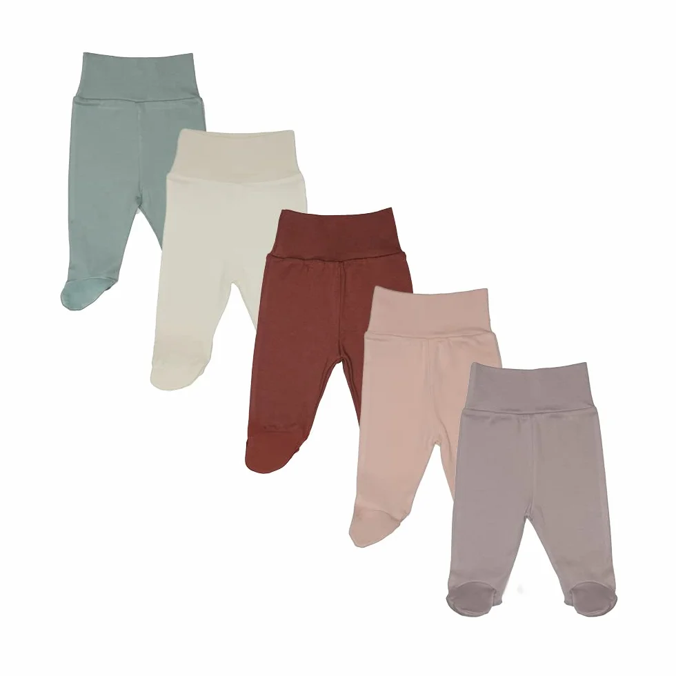 MEA BABY Spodnie Niemowlęce Unisex ze Stopką - 100% Bawełna, 5 Szt. Półśpiochy dla Chłopców i Dziewczynek