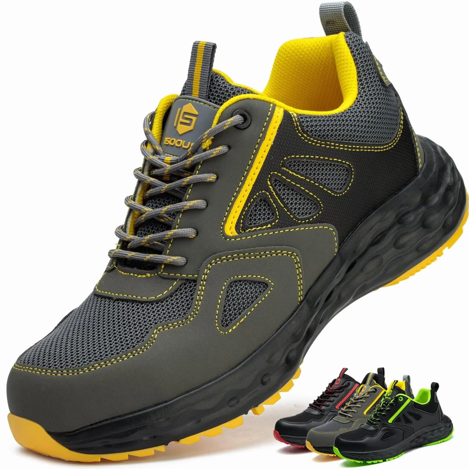 Buty Ochronne Męskie Obuwie Robocze Damskie Plastikowym Noskiem Obuwie Ochronne Lekkie Antypoślizgowe Oddychające Sportowe Czarny Czerwony EU 45