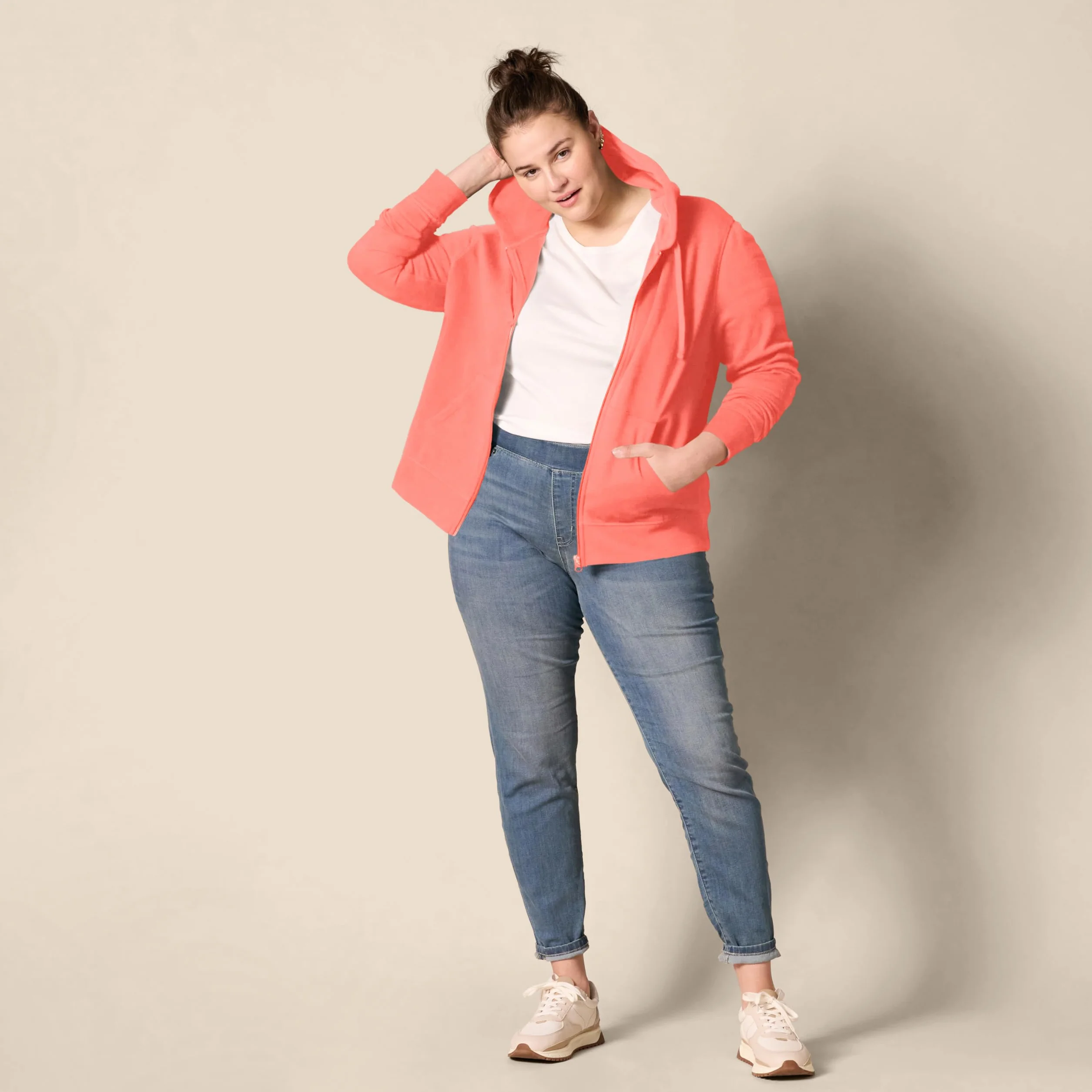 Amazon Essentials Kobiety Bluza z kapturem z polaru French Terry na zamek błyskawiczny (dostępna w wersji Plus Size)