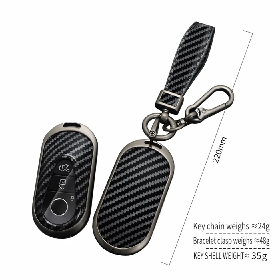 Keyless etui na kluczyki samochodowe pasuje do Benz klasy C W206, etui ochronne z włókna węglowego, etui na klucze do Mercedesa klasy S W223, S450, C200, S350L, do Maybach S480, S580, z hakiem