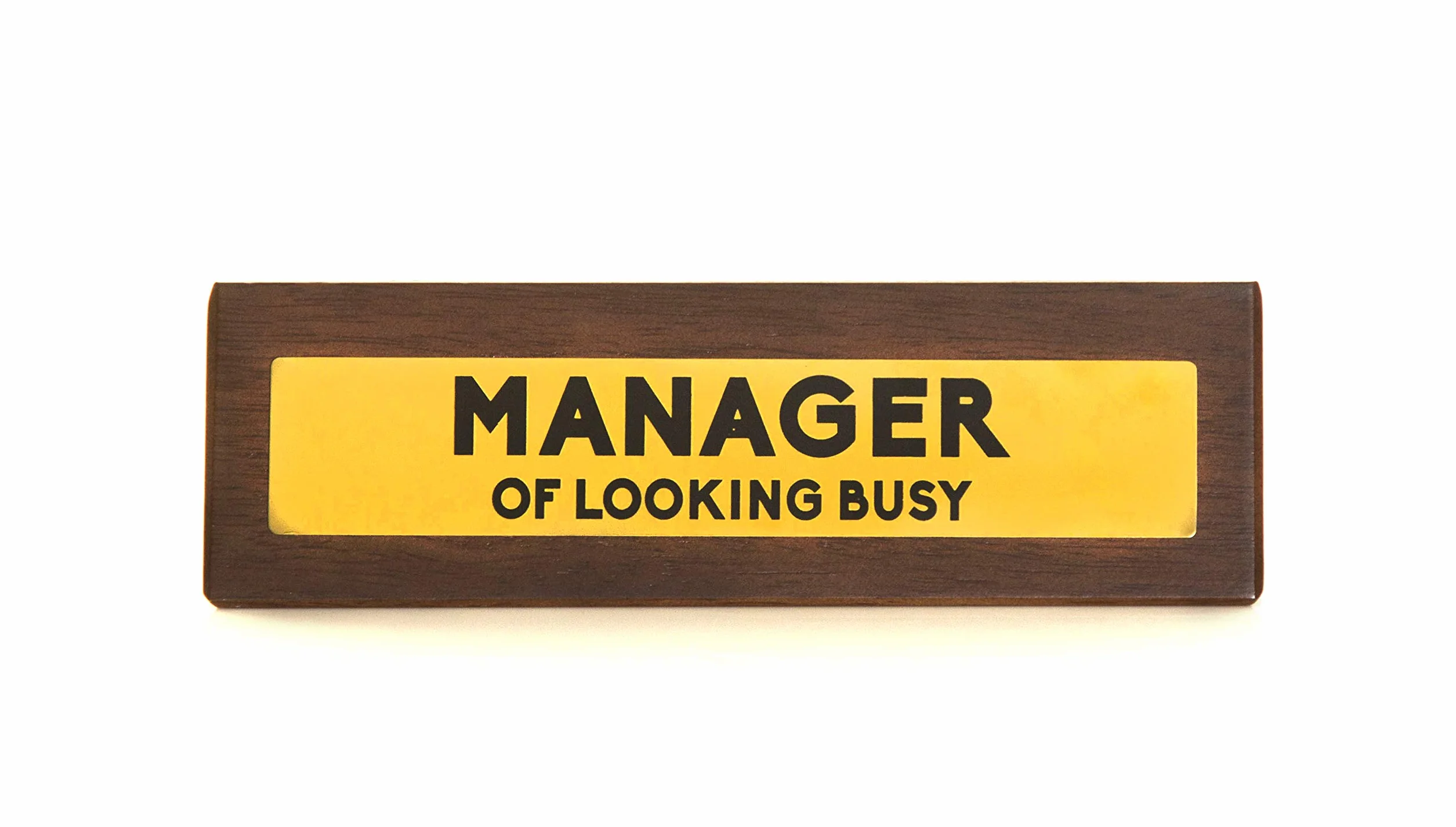Boxer Gifts 'Manager of Looking Busy' nowość drewniany znak ostrzegawczy na biurko | zabawny humor biurowy prezent dla kolegi lub szefa | 4,5 cm x 17,5 cm, brązowy