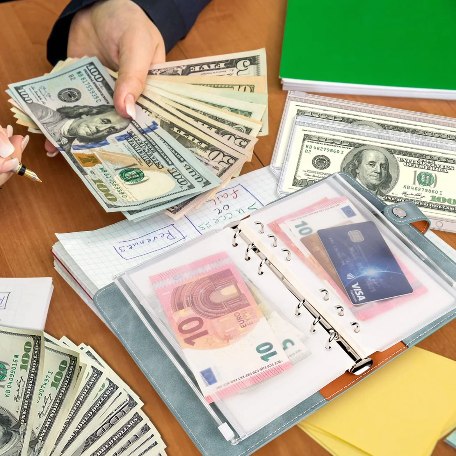 Vicloon Zapinane koszulki do segregatora A5, 10 szt., plastikowe, luzem, z 2 arkuszami naklejek z etykietami, oszczędzające pieniądze, koperty na dokumenty, do organizera