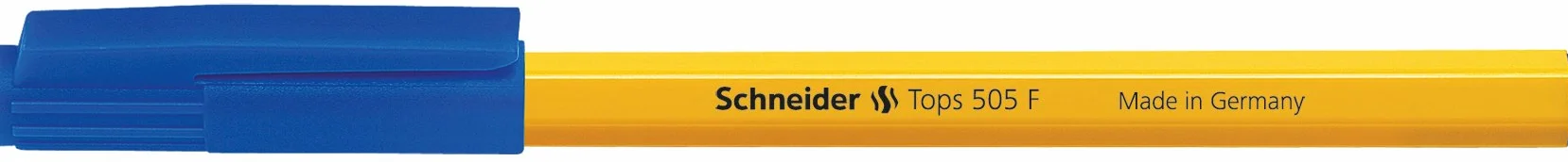 Schneider Przybory do pisania długopis Tops 505, model nasadki, F, niebieski, kolor trzonka: żółty