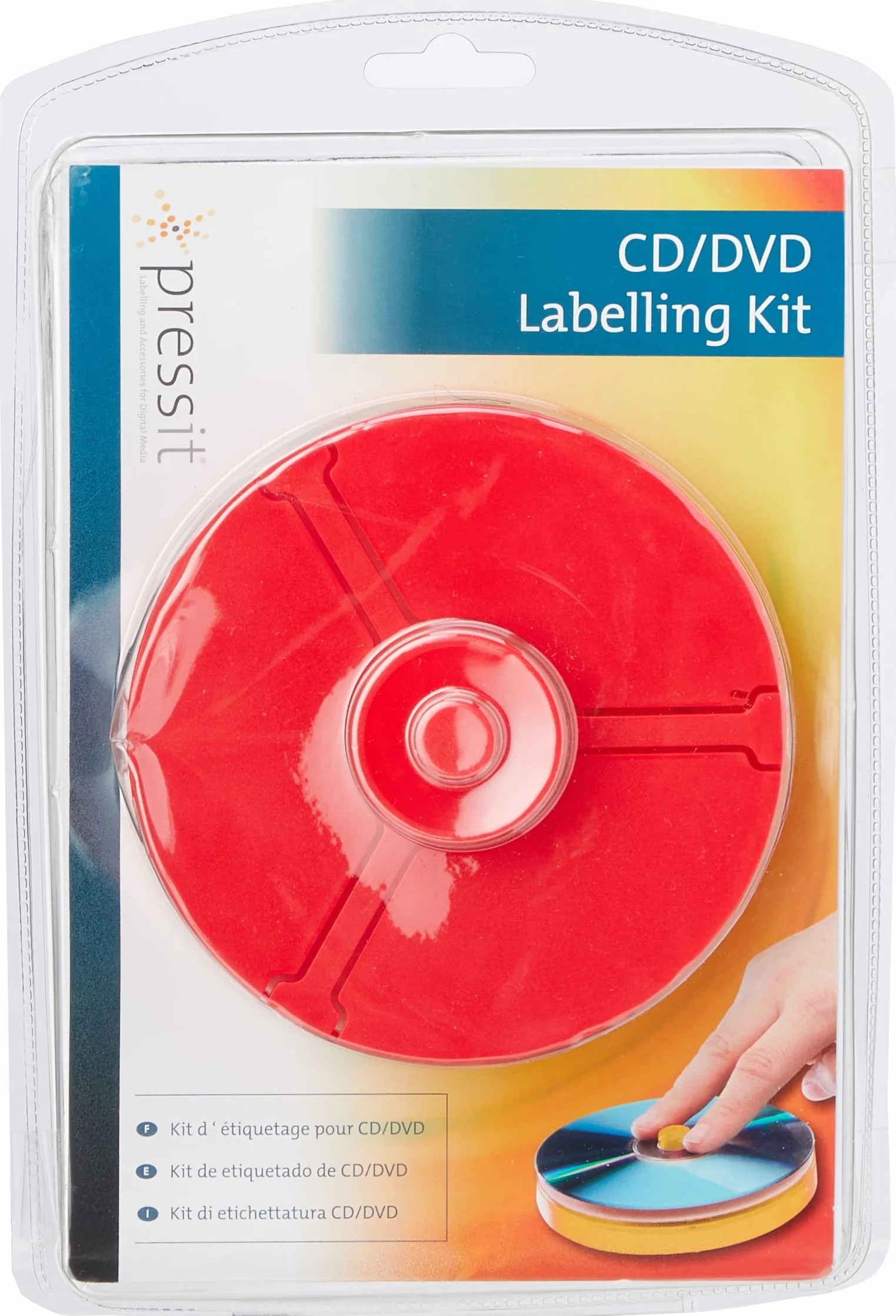 PressIt Zestaw do etykietowania DVD/CD Superlite, czerwony