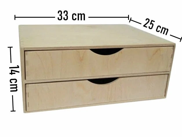 A4 podwójna szeroka drewniana szuflada - pudełko na biurko biurko do przechowywania decoupage niepomalowana