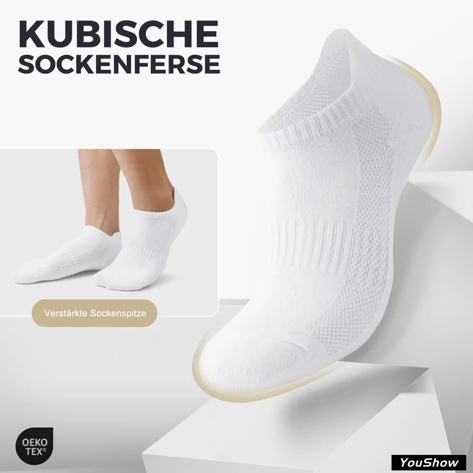 YouShow 10 par skarpet do sneakersów, dla kobiet i mężczyzn, skarpety sportowe, krótkie, oddychające, do biegania, bawełniane, półskarpety
