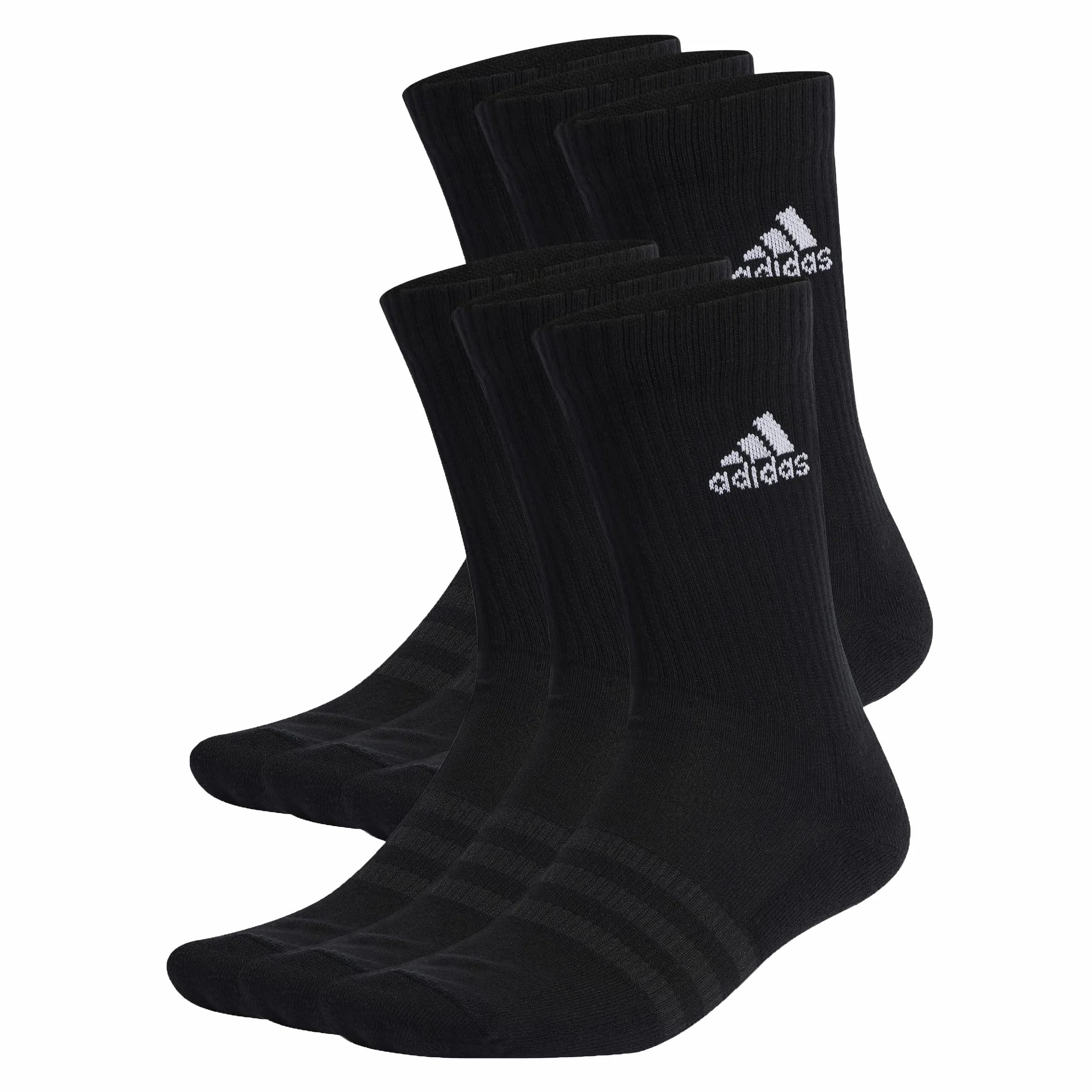 adidas Uniseks - dzieci Cushioned Sportswear Crew Socks 6 Pairs, Black/White, 4-5 Years
